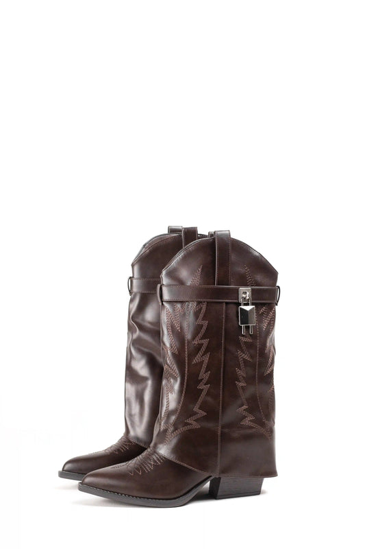 Botas cowboy estilo pantalón mujer con tacón gordo