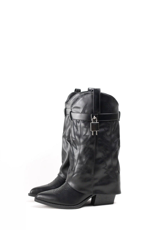 Botas cowboy estilo pantalón mujer con tacón gordo