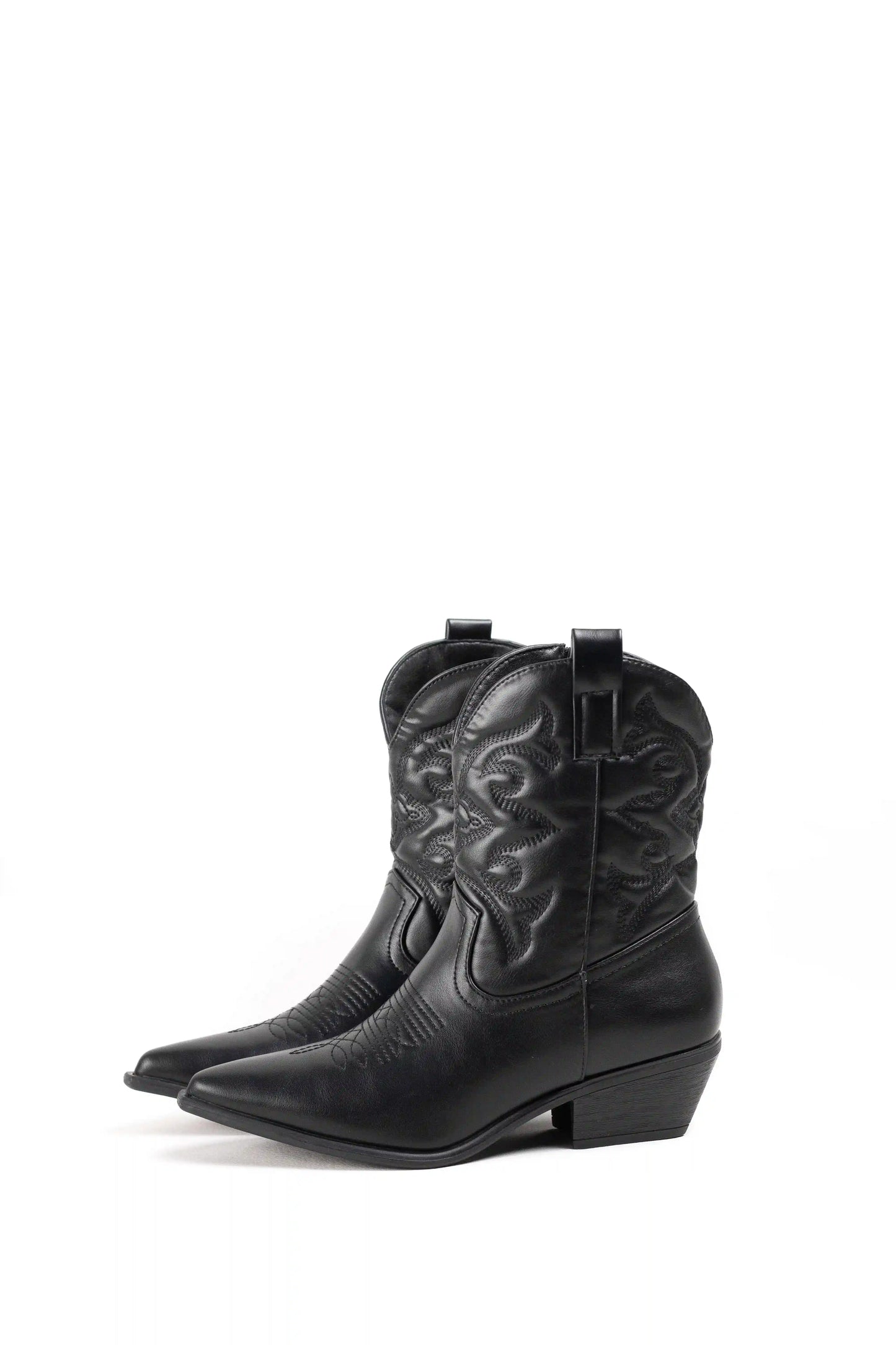 botines cowboy mujer negros acolchados con tacon bajo y bordados Negro 36