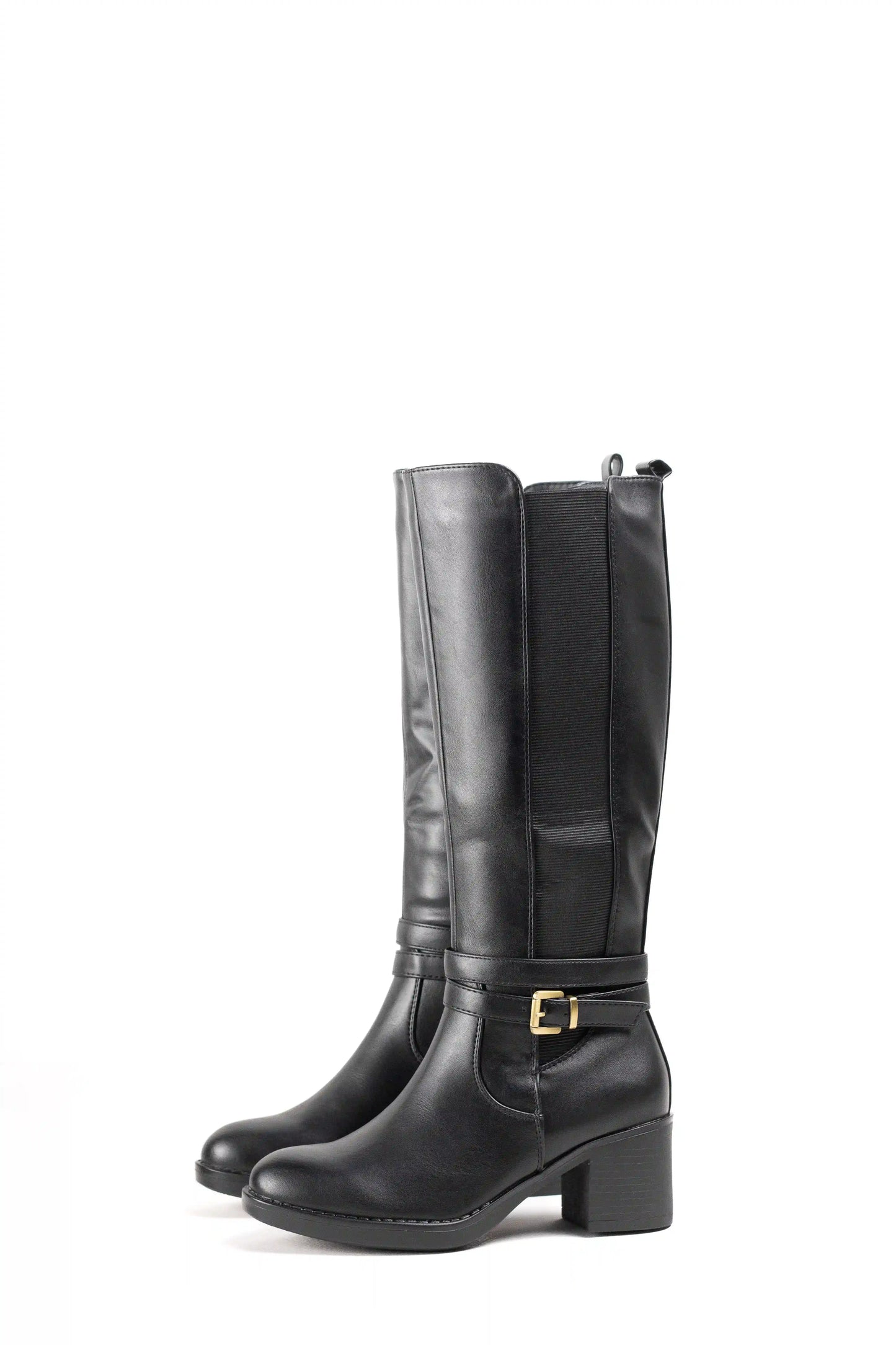 Botas altas con elásticos laterales y tacón gordo