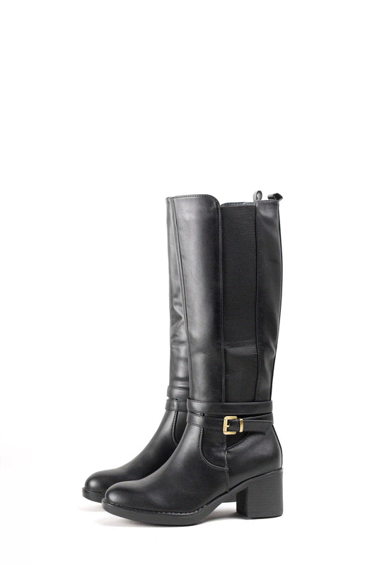 Botas altas con elásticos laterales y tacón gordo