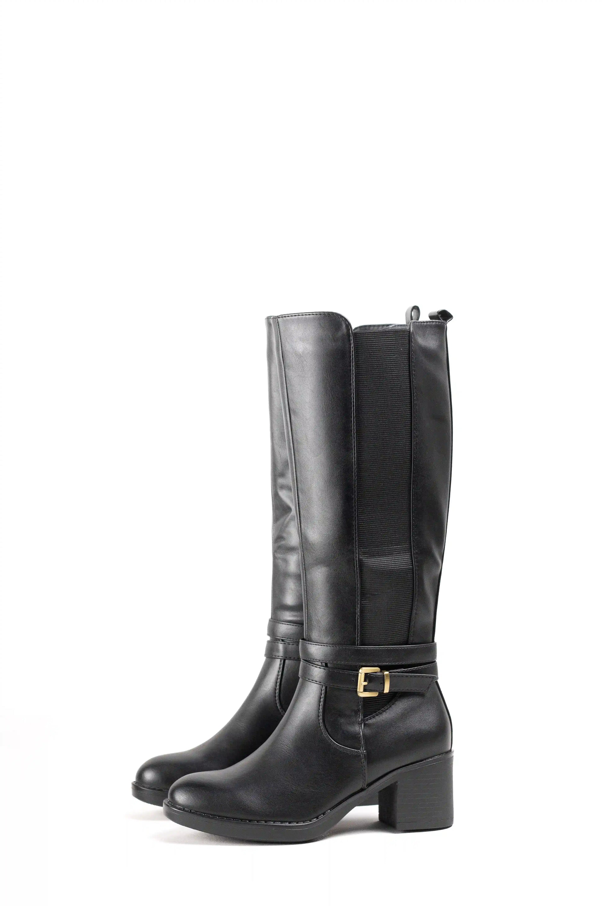 botas altas con elasticos laterales y tacon gordo Black 36