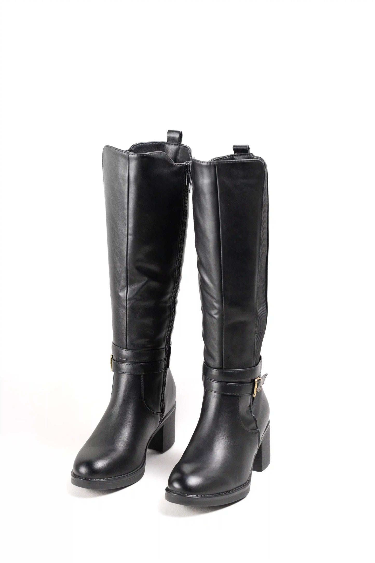 Botas altas con elásticos laterales y tacón gordo