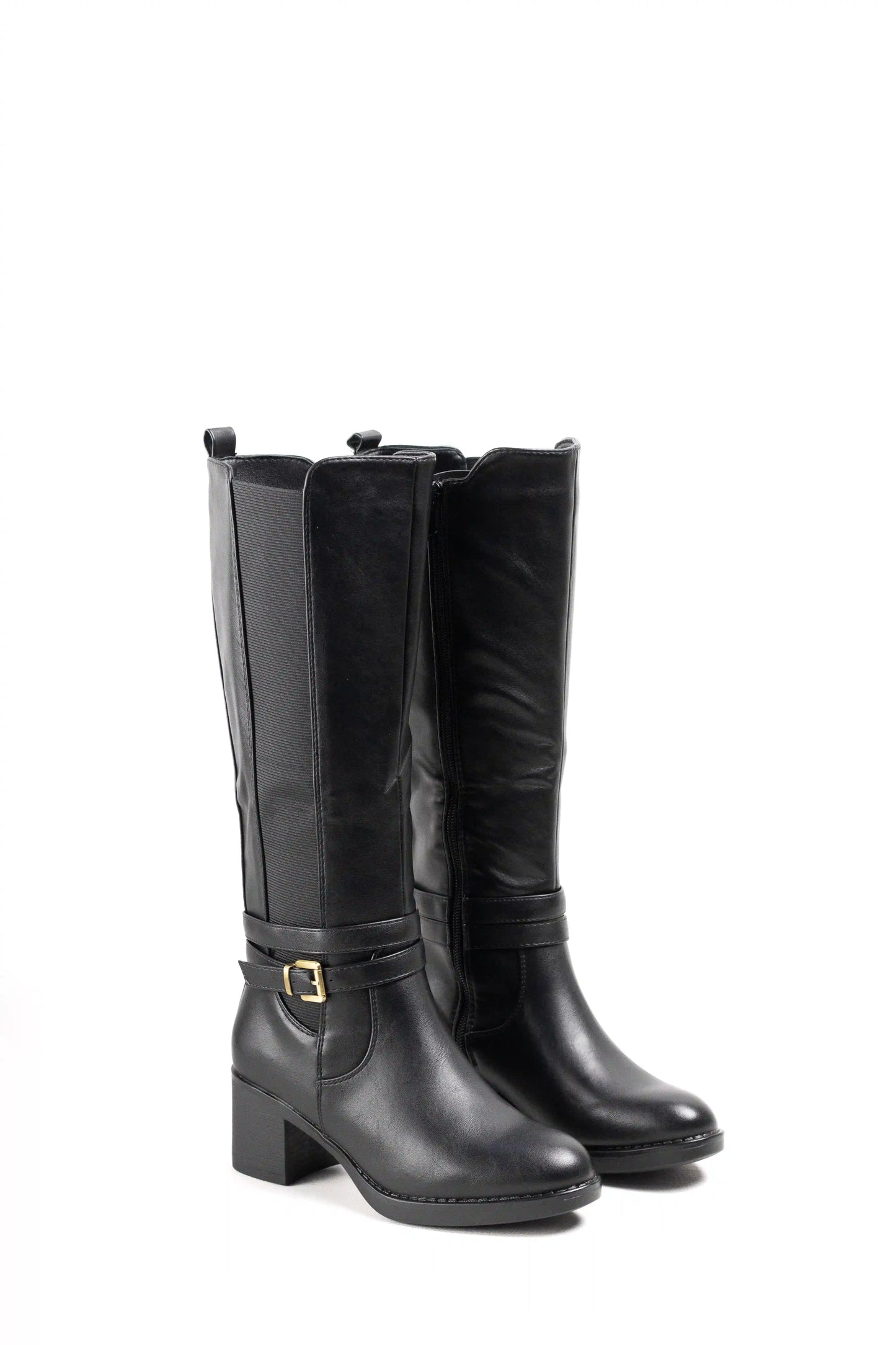 Botas altas con elásticos laterales y tacón gordo