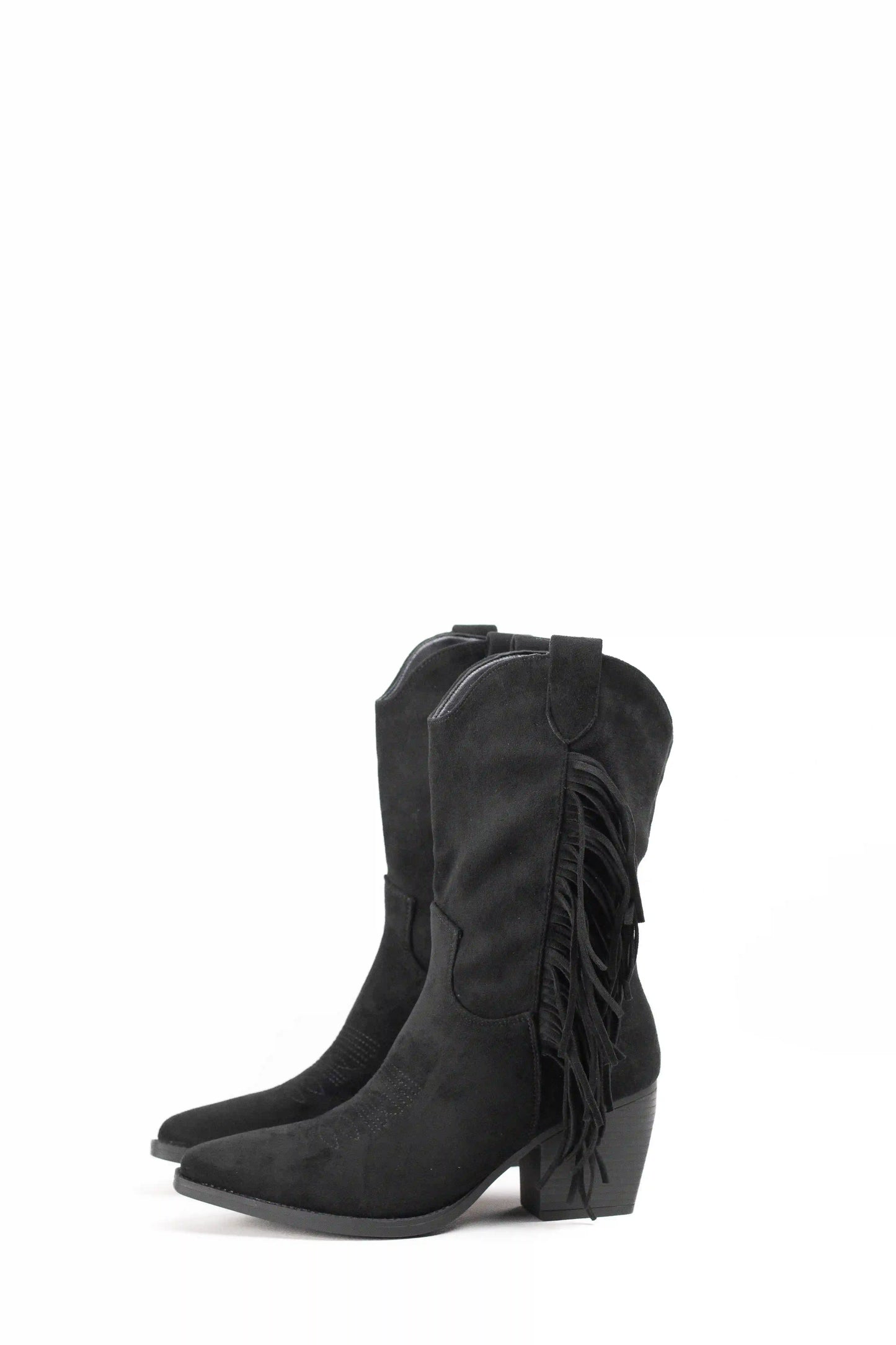 Botas cowboy con flecos y tacón de madera