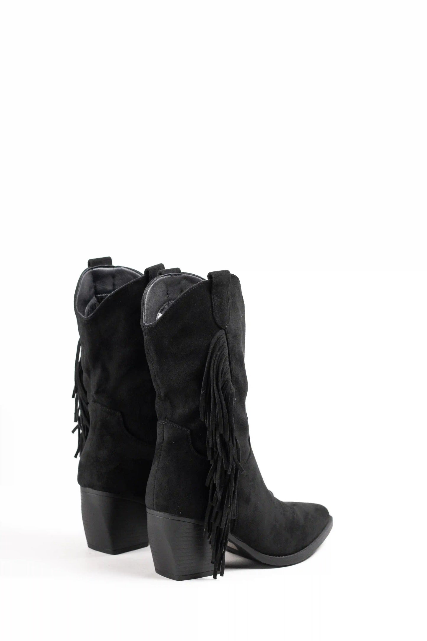 Botas cowboy con flecos y tacón de madera