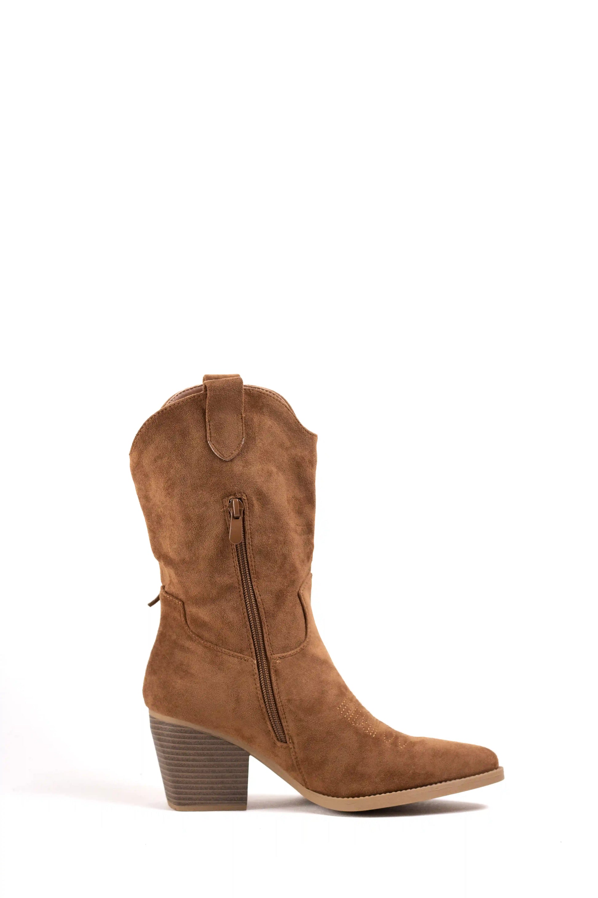 botas cowboy con flecos y tacon de madera Camel 41