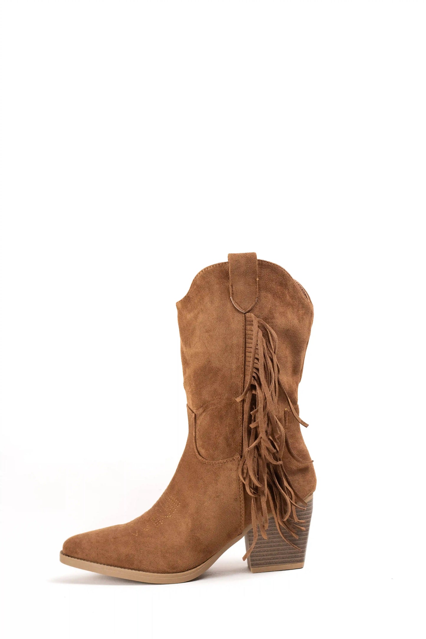 Botas cowboy con flecos y tacón de madera