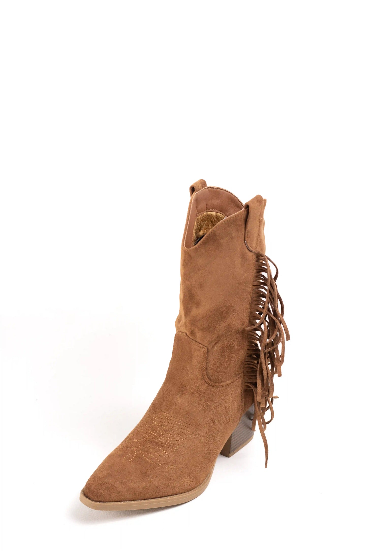 Botas cowboy con flecos y tacón de madera