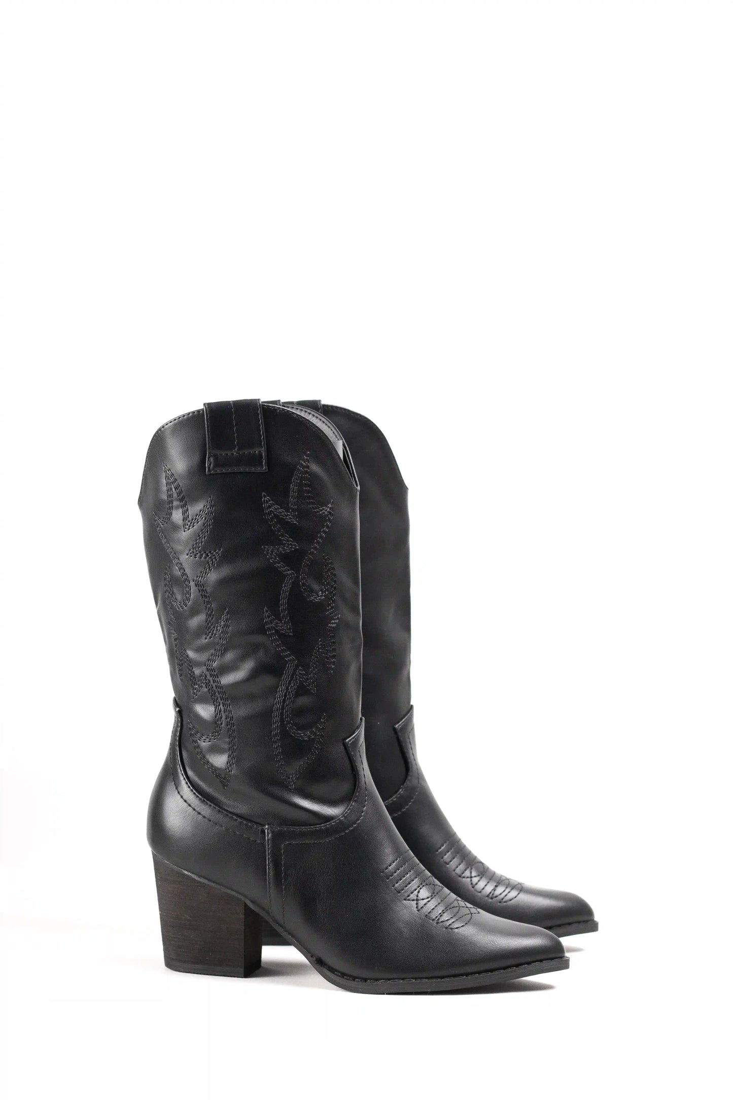 Botas Cowboy de Ante para Mujer con Bordados y Tacón de Madera