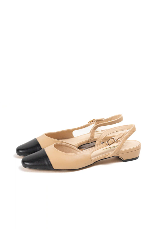 Bailarinas slingback mujer con puntera combinada y tacón bajo Corina