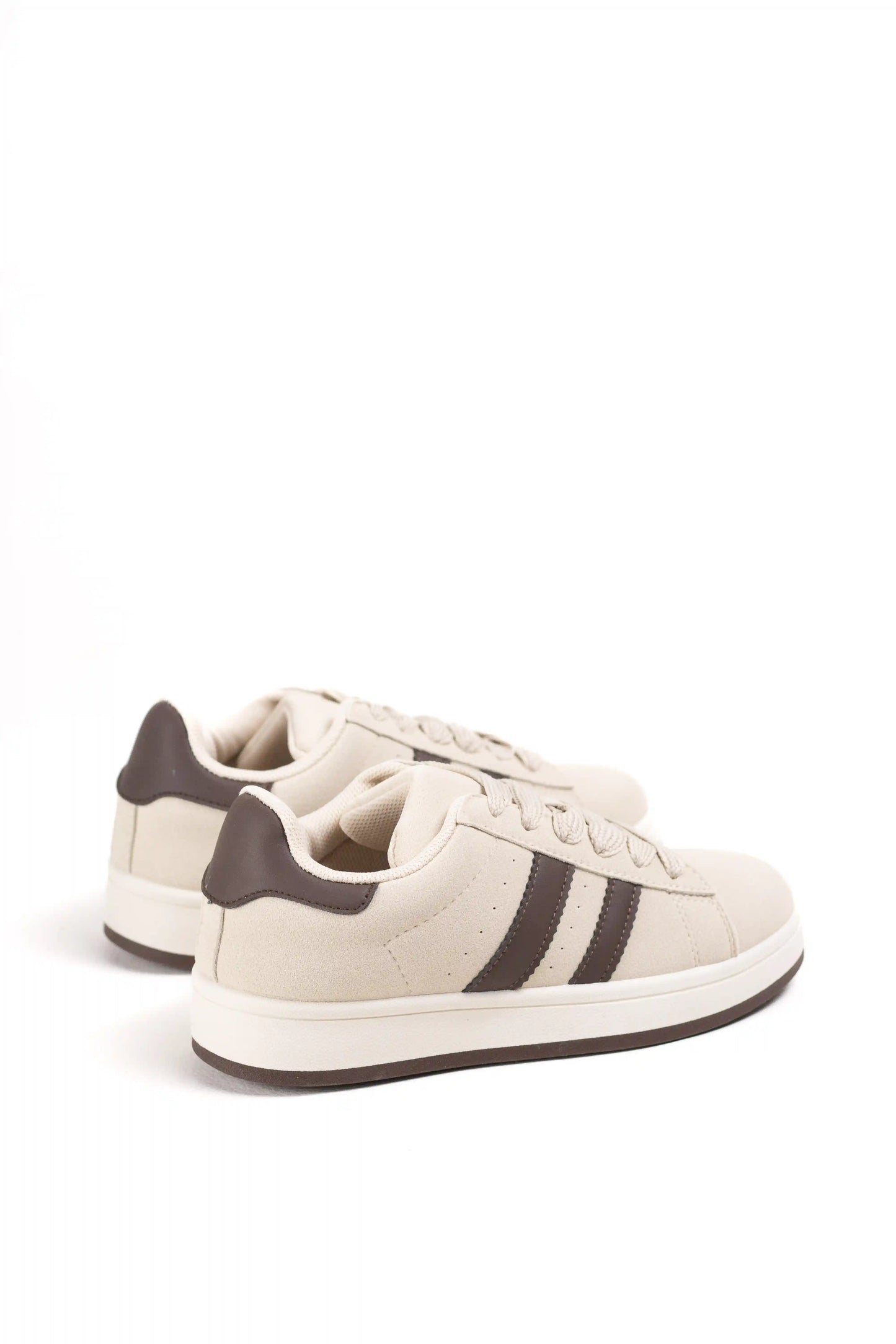 Zapatilla Clásica Casual de Ante Sintético, Estilo Tenis con Rayas Laterales, Suela Plana