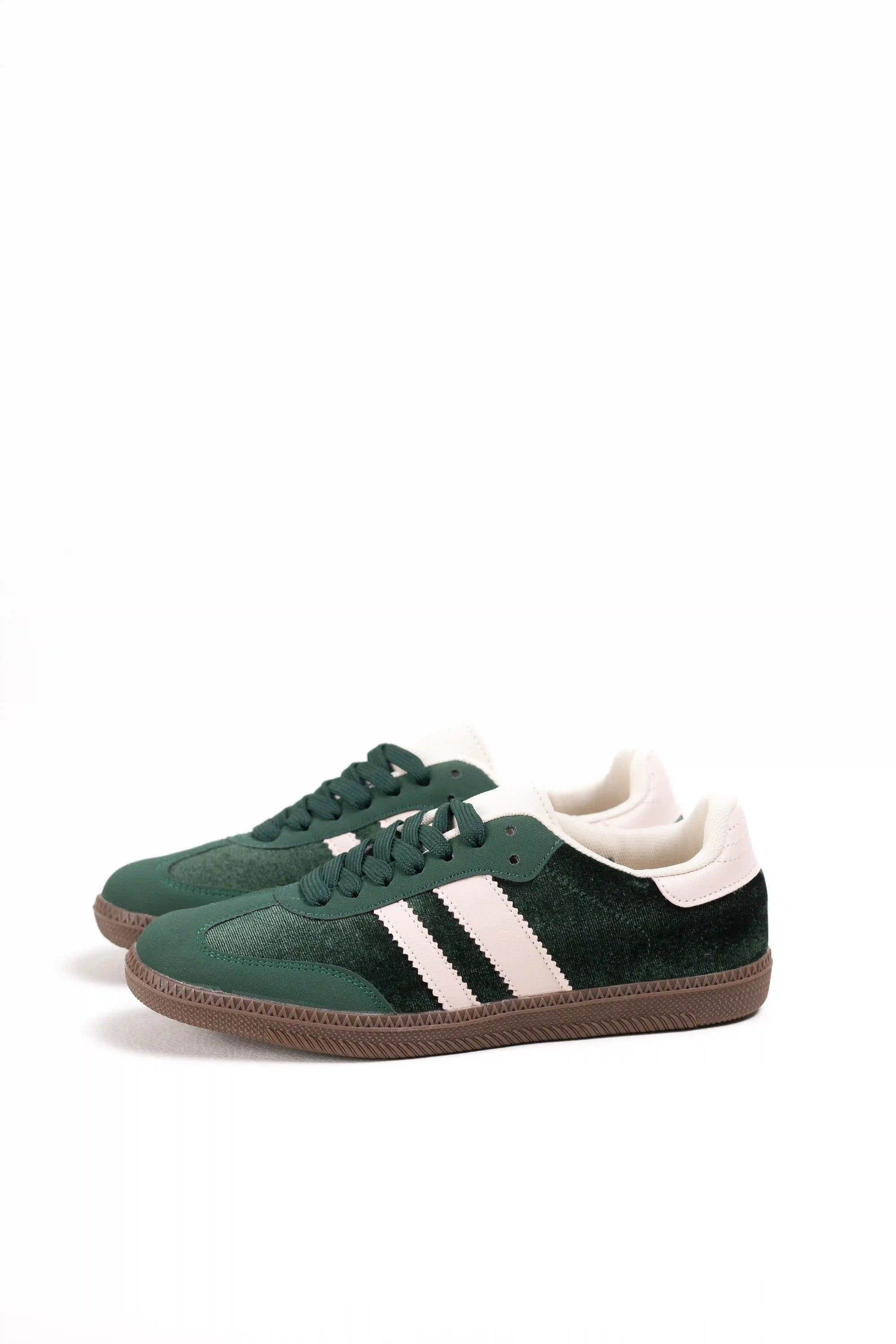 zapatillas estilo retro detalle terciopelo con suela antideslizante Green 36