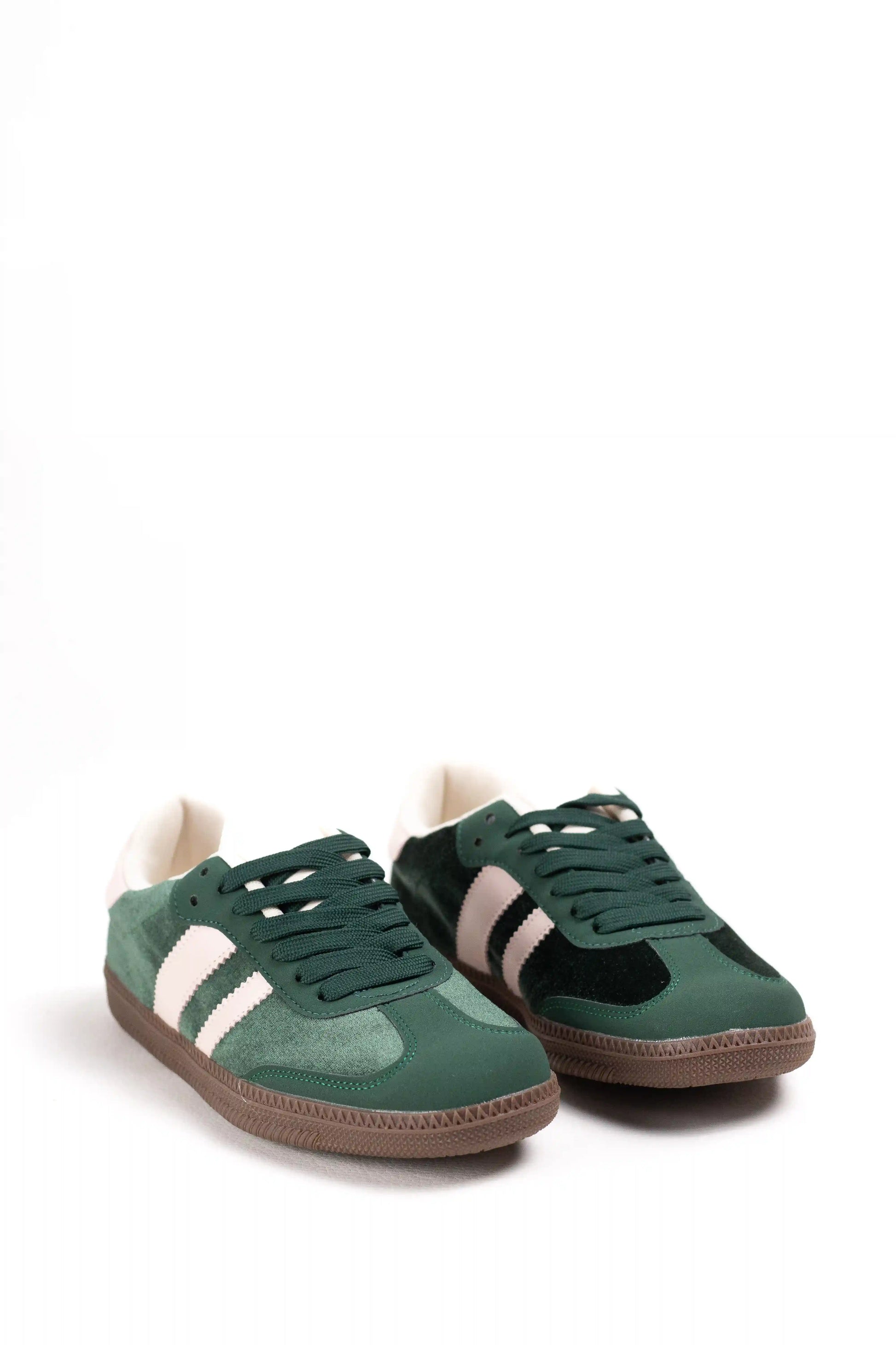 zapatillas estilo retro detalle terciopelo con suela antideslizante Green 38