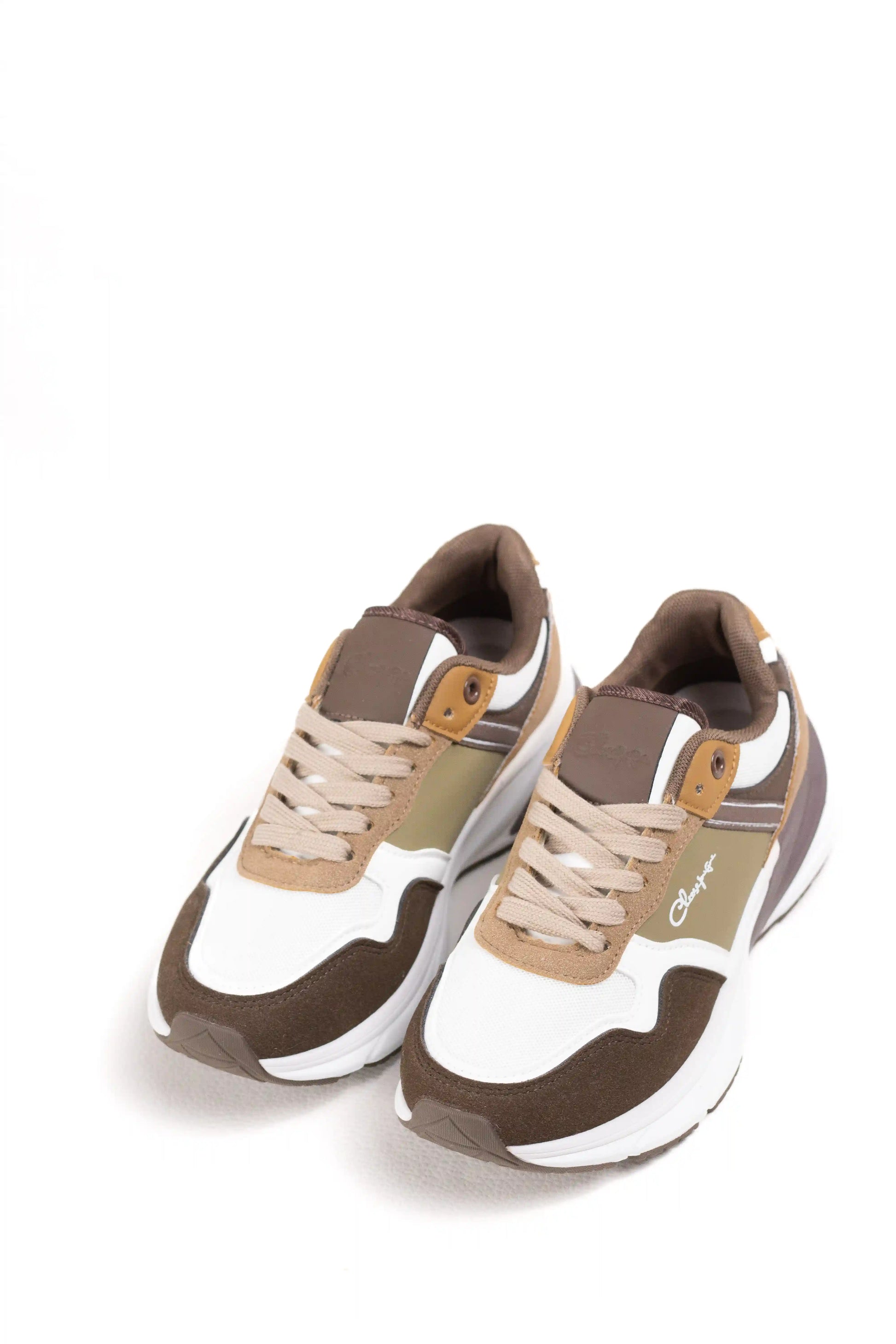 zapatilla chunky mujer multipanel de piel sintetica estilo runner con suela de plataforma y amortiguacio Khaki 37