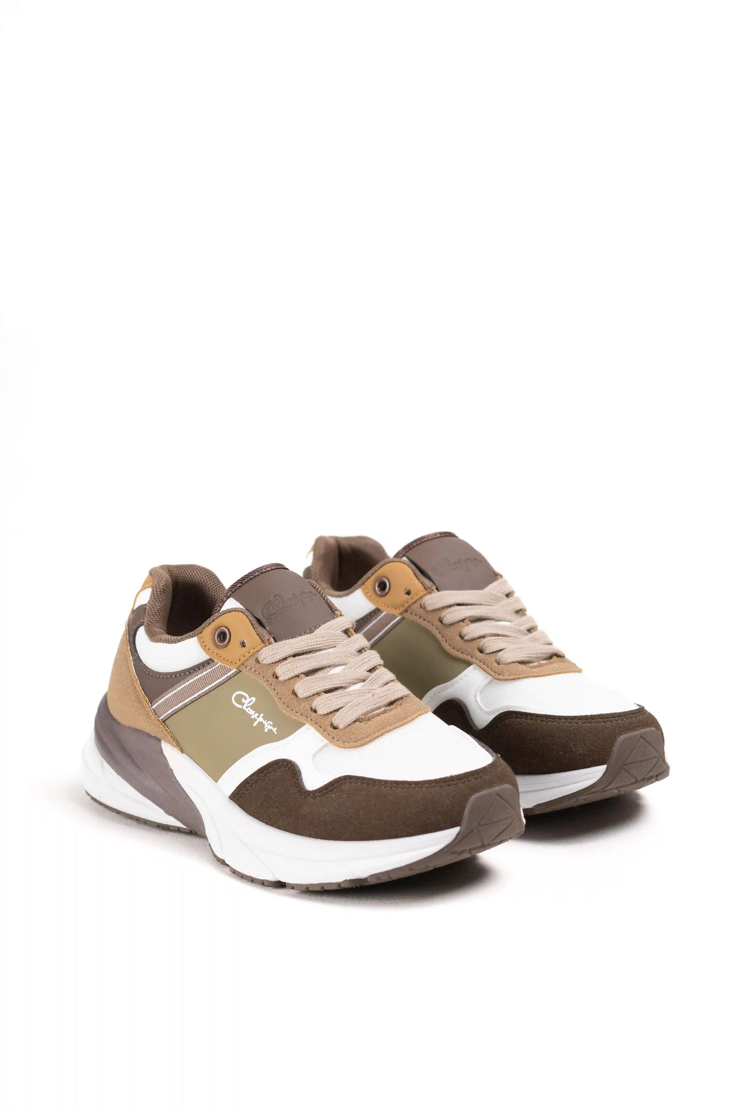 zapatilla chunky mujer multipanel de piel sintetica estilo runner con suela de plataforma y amortiguacio Khaki 39