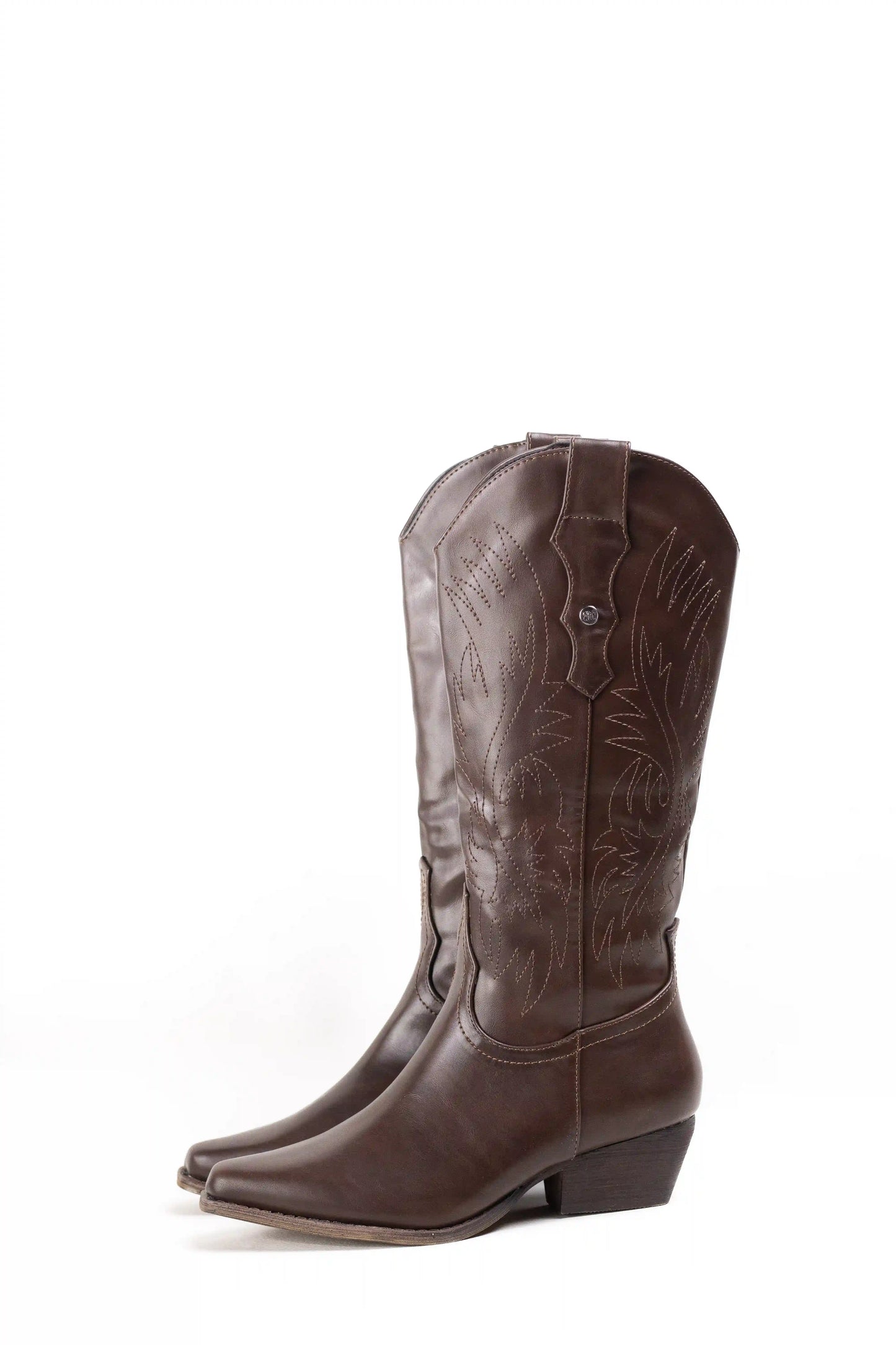 botas cowboy mujer con tacon bajo y cremallera estilo camperas western Brown 41