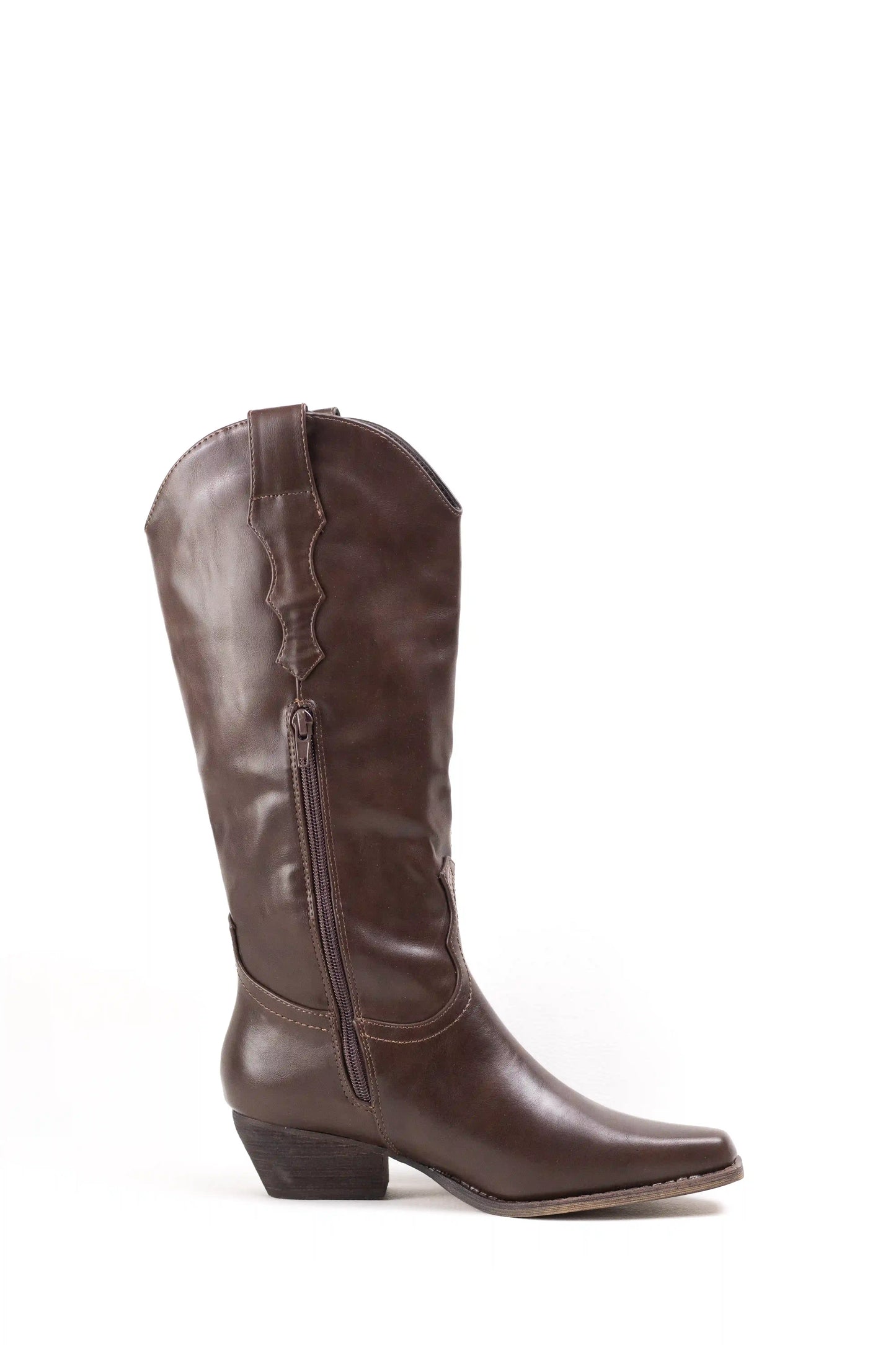 botas cowboy mujer con tacon bajo y cremallera estilo camperas western Coffee 41