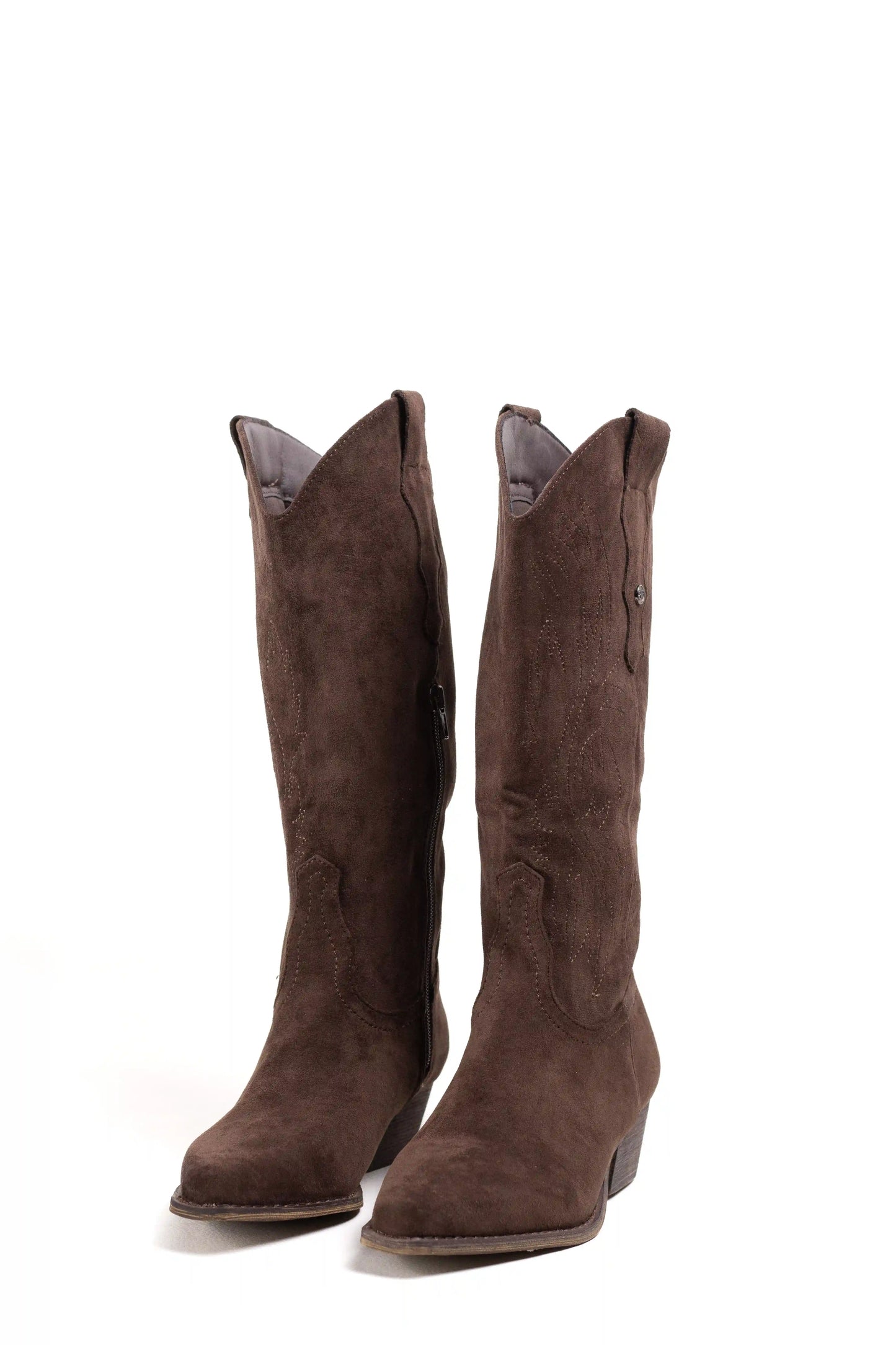 botas cowboy mujer con tacon bajo y cremallera estilo camperas western Brown 38