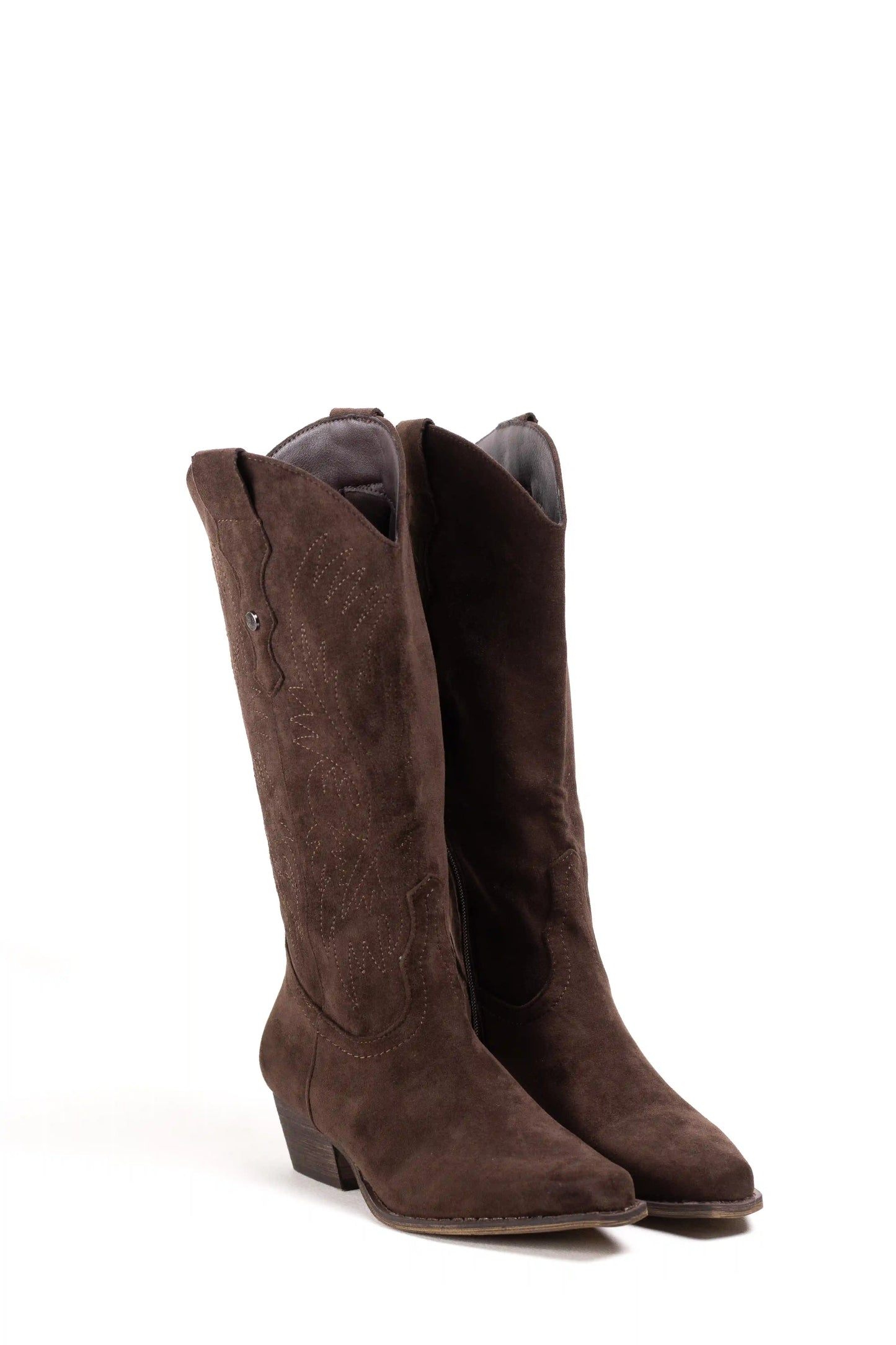 botas cowboy mujer con tacon bajo y cremallera estilo camperas western Brown 37