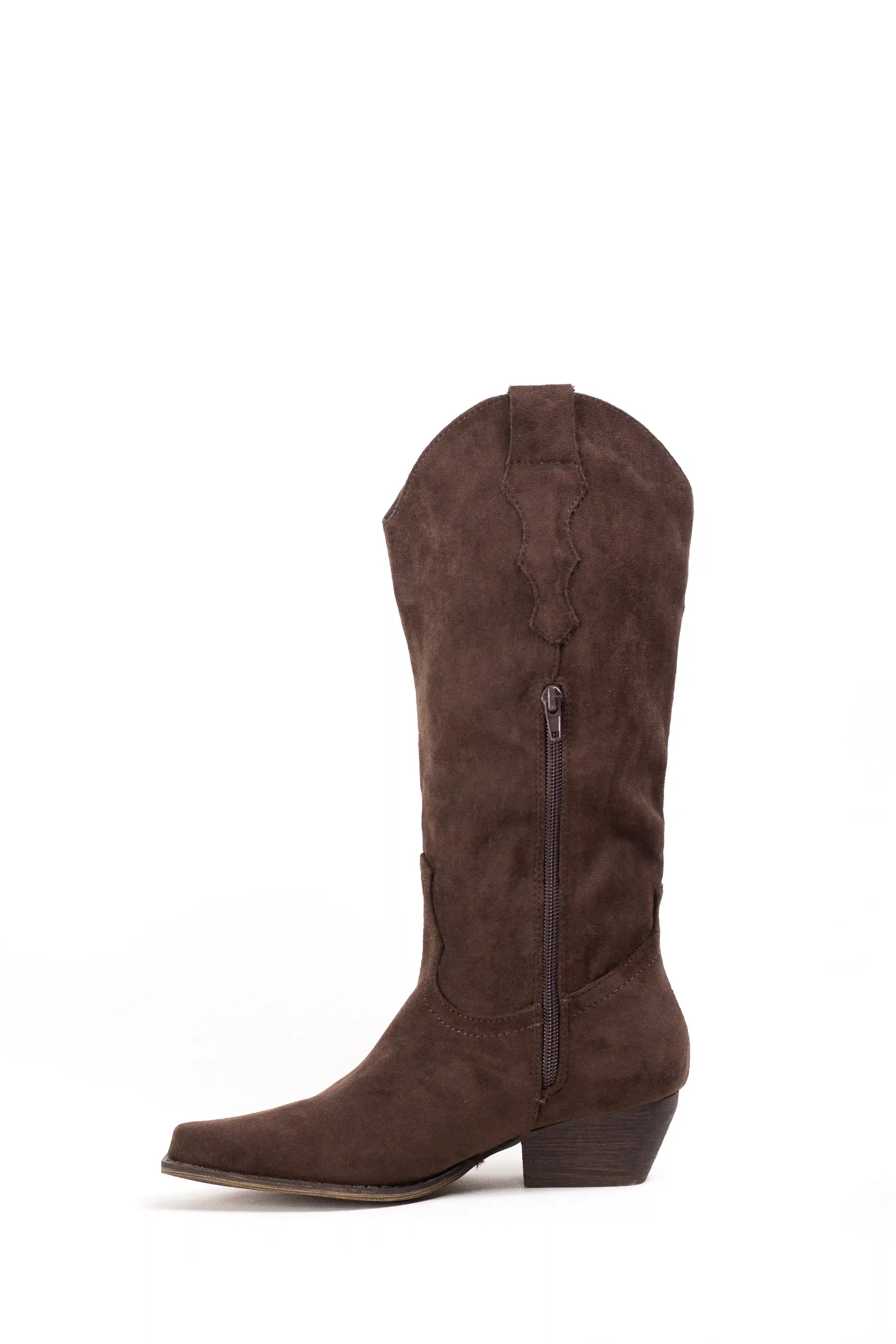 botas cowboy mujer con tacon bajo y cremallera estilo camperas western Brown 40