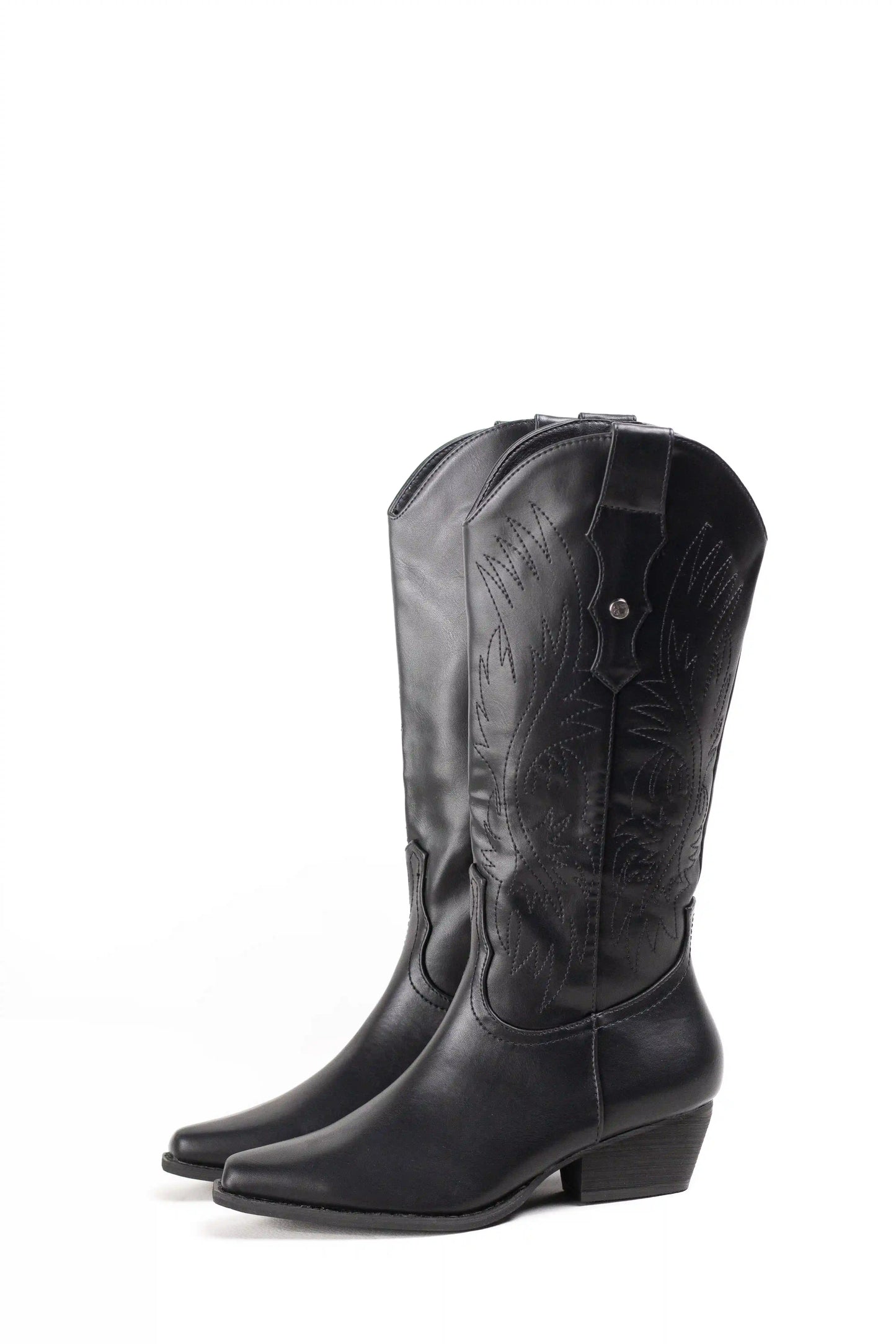 botas cowboy mujer con tacon bajo y cremallera estilo camperas western Black 36