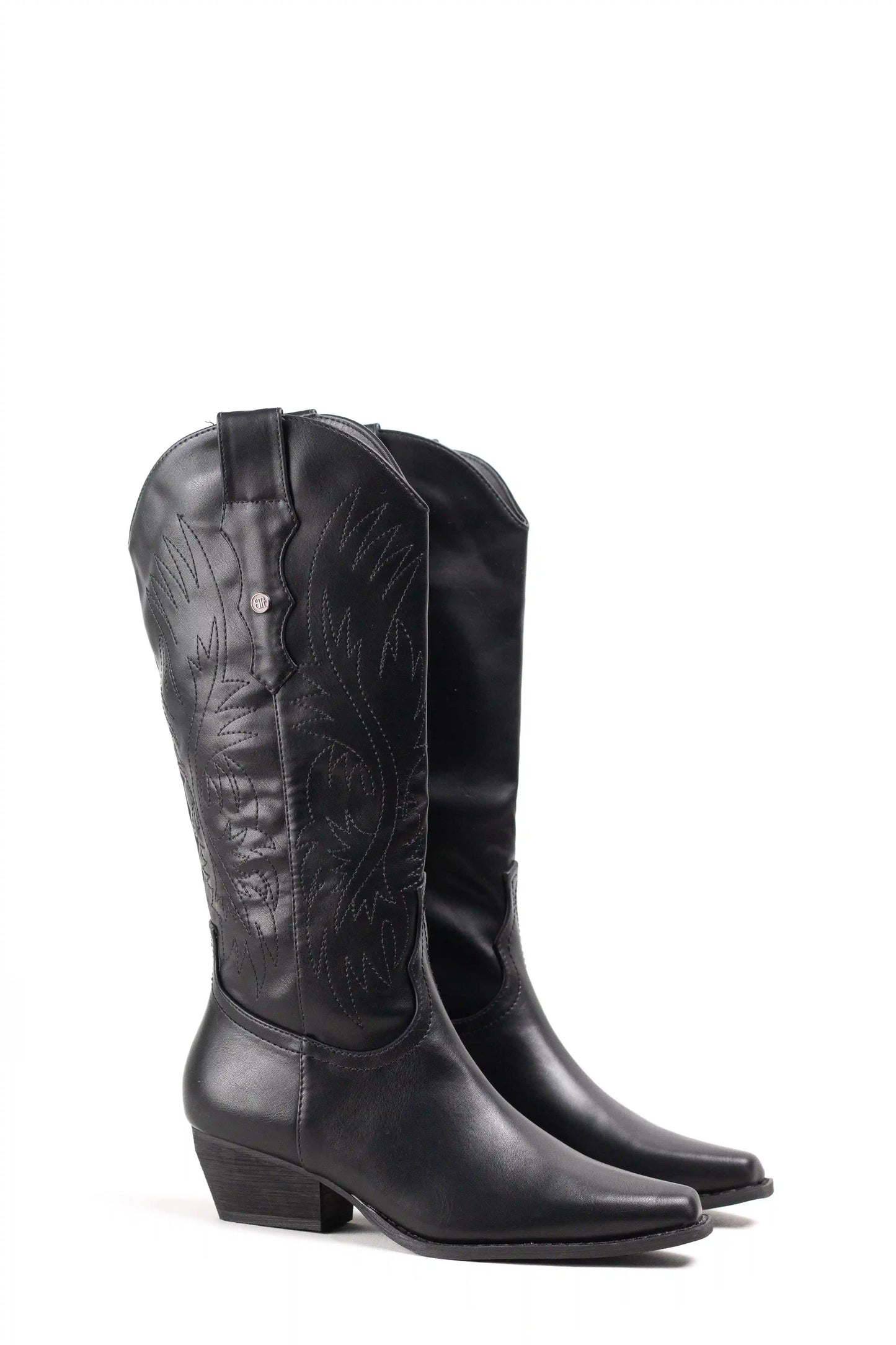 botas cowboy mujer con tacon bajo y cremallera estilo camperas western Black 39