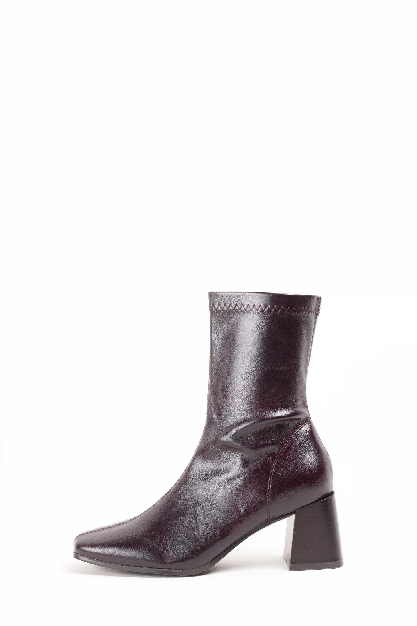 botines de piel sintetica con cana media punta fina y tacon ancho estable marron-2 39