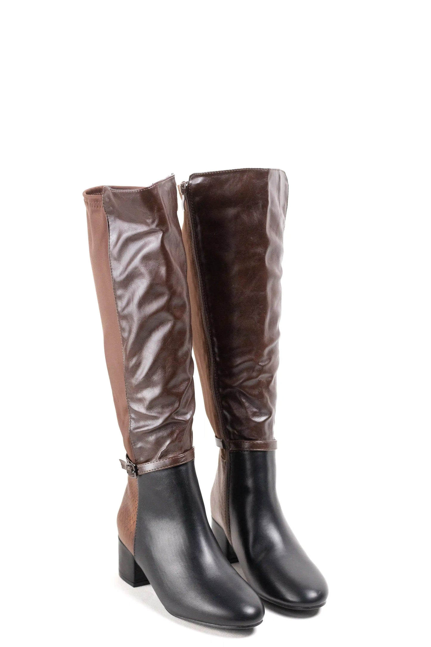 botas altas elasticas mujer con tacon medio y detalle grabado 38 