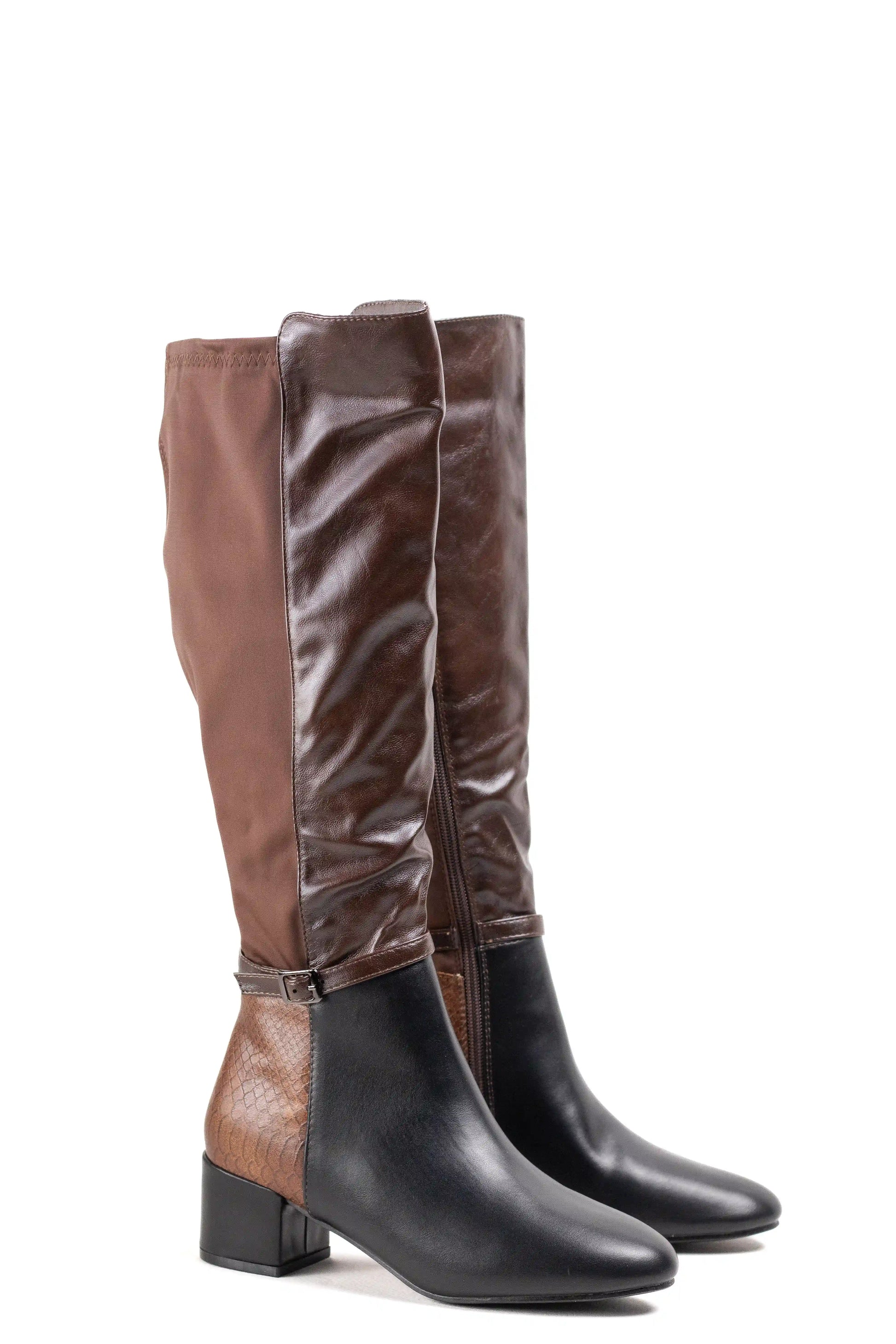 botas altas elasticas mujer con tacon medio y detalle grabado 39 