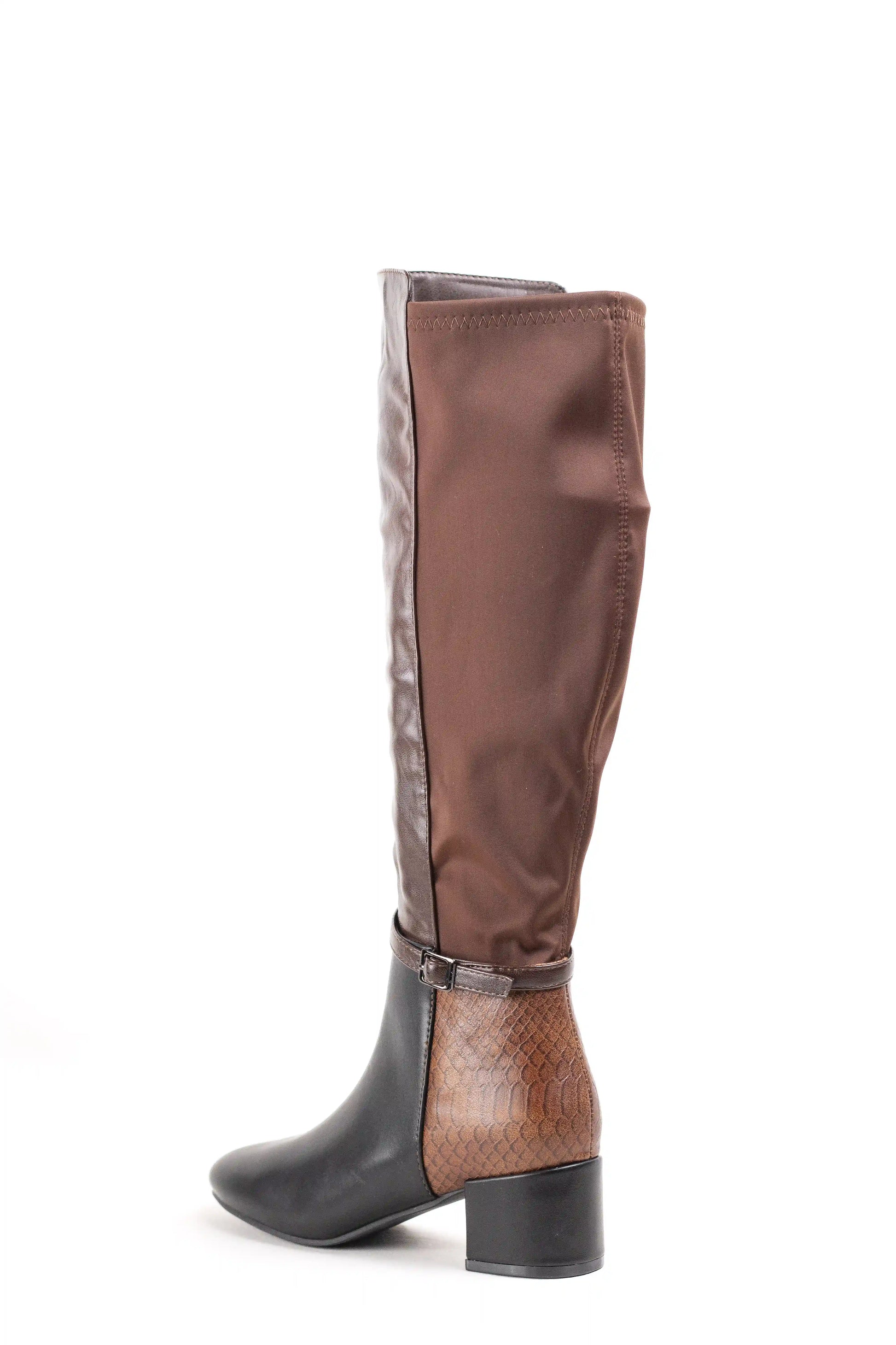 botas altas elasticas mujer con tacon medio y detalle grabado 41 