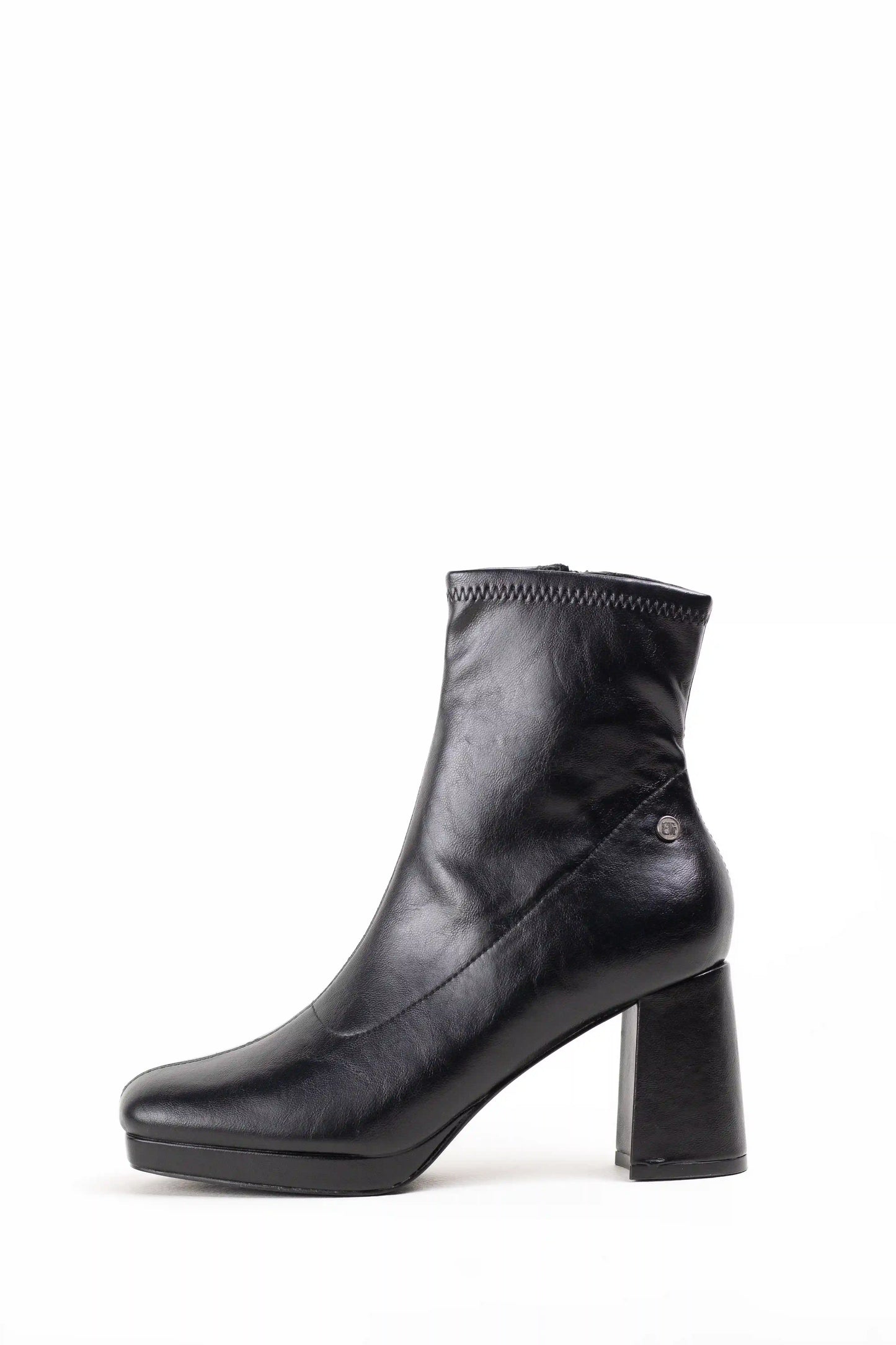 botines de tacon ancho con plataforma y cremallera lateral Marrón 41