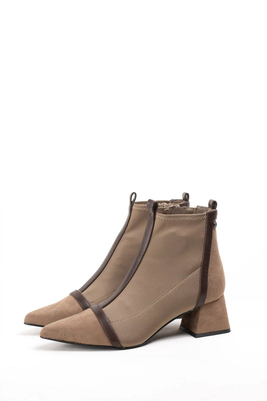 botines cominados en tejido elastico efecto calcetin mujer tacon bajo punta fina Black/Silver 36