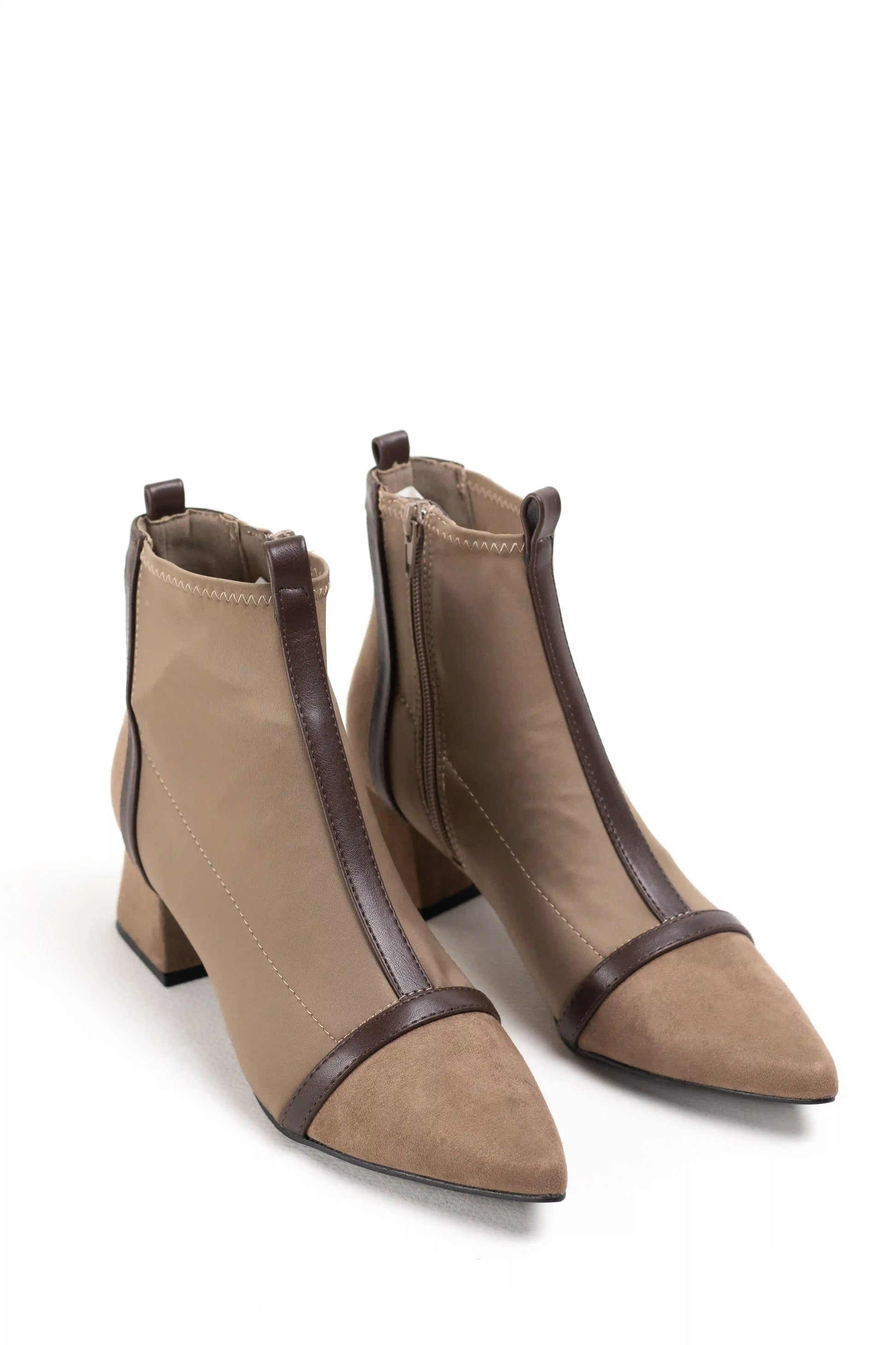 botines cominados en tejido elastico efecto calcetin mujer tacon bajo punta fina Black/Silver 39