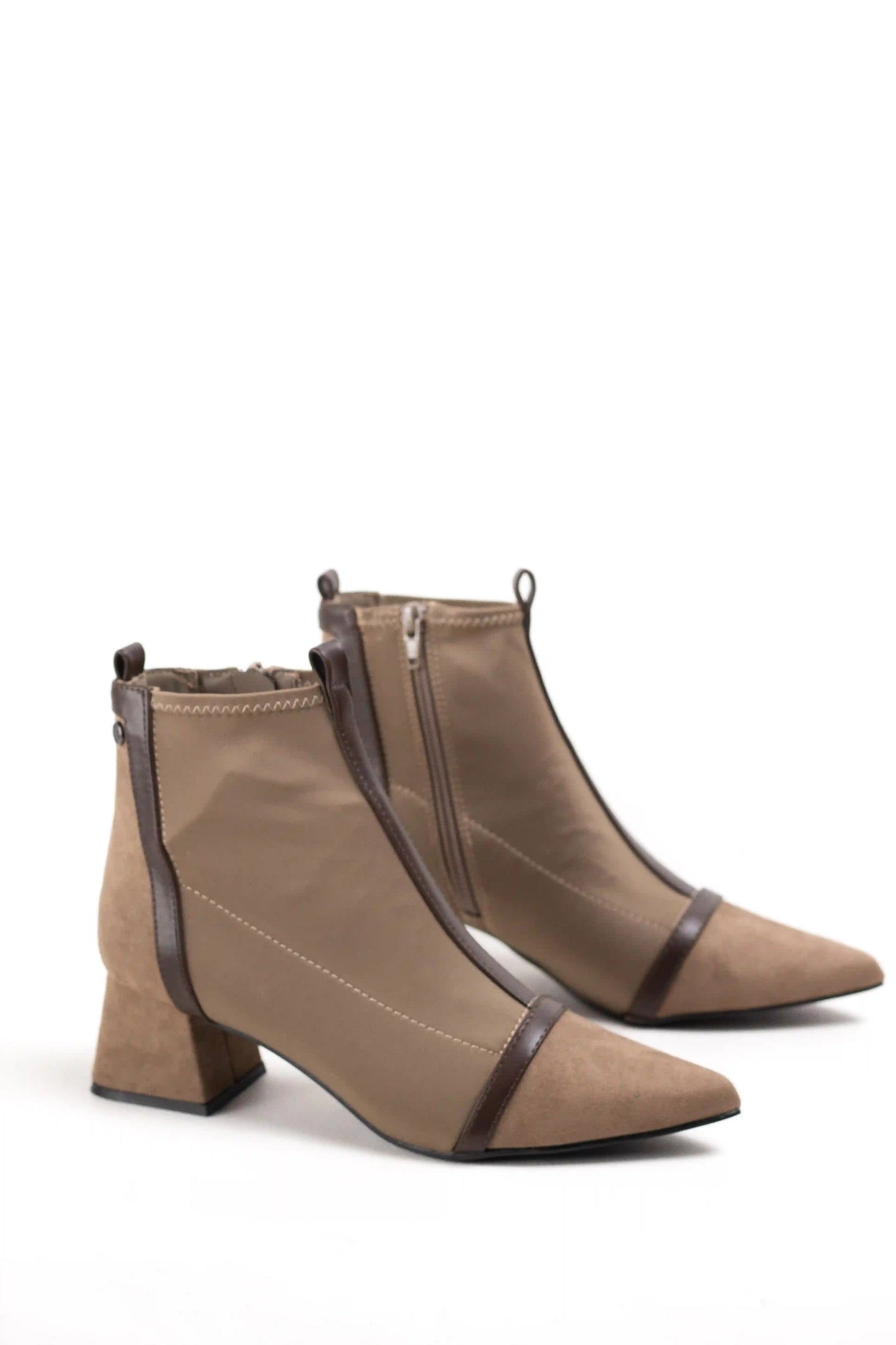 botines cominados en tejido elastico efecto calcetin mujer tacon bajo punta fina Black/Silver 38