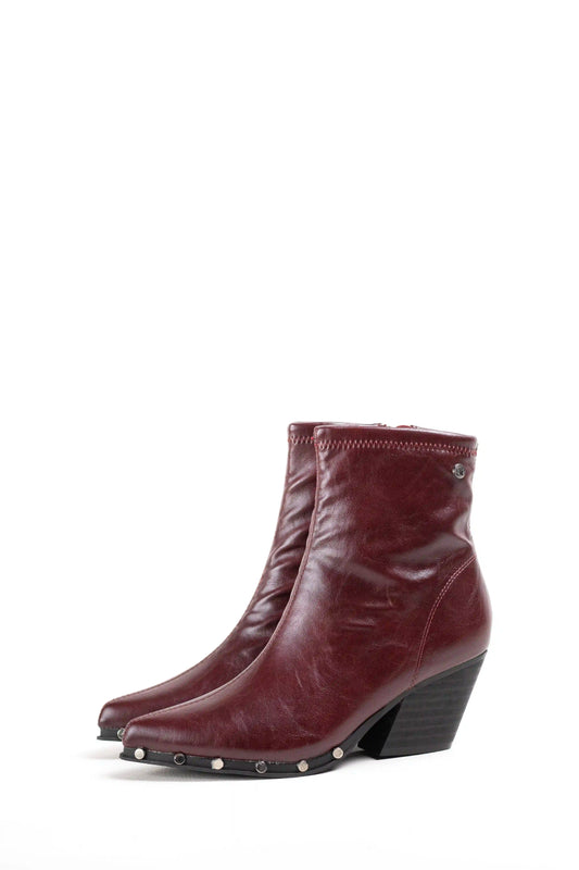 botines cowboy mujer con tacon medio y tachuelas metalicas en piel sintetica Khaki 41