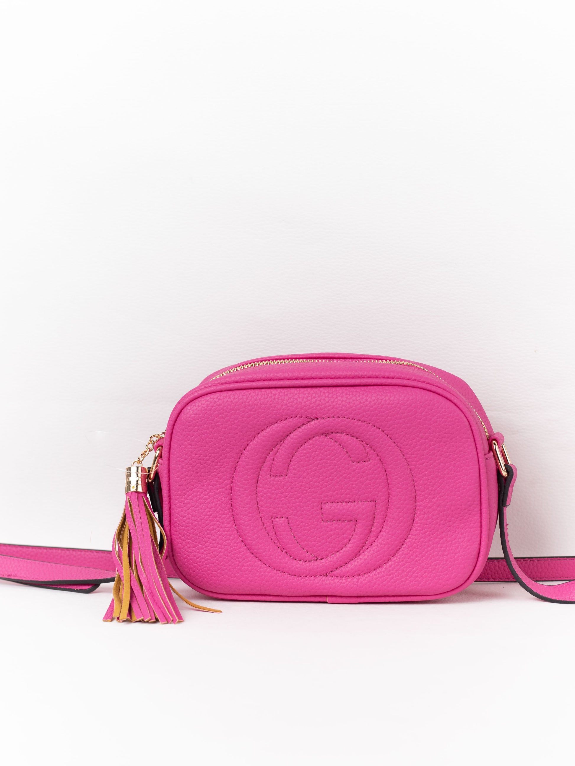 bolso bandolera piel vegana Fuscia