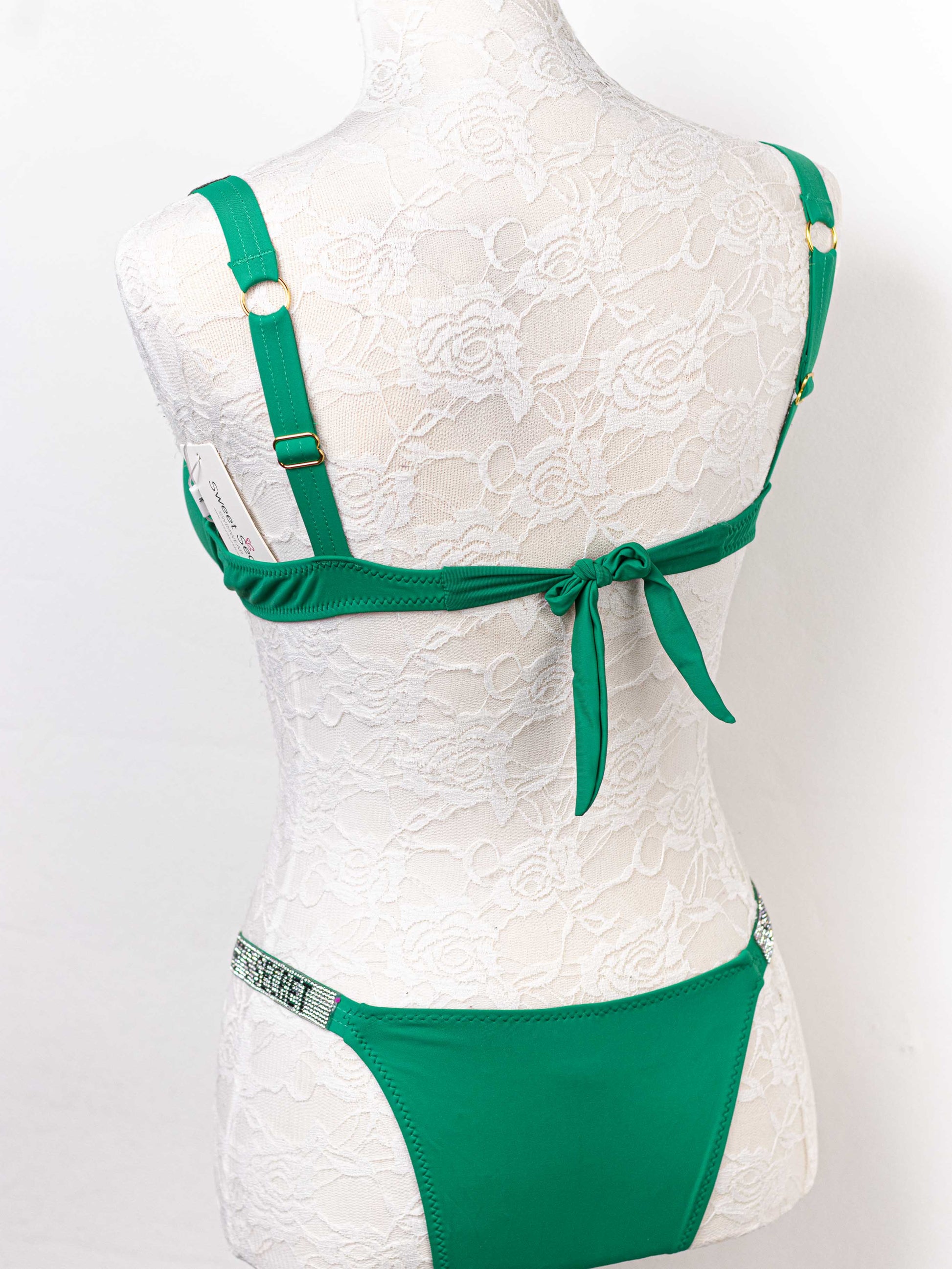 bikini con tirantes de strass Verde 42