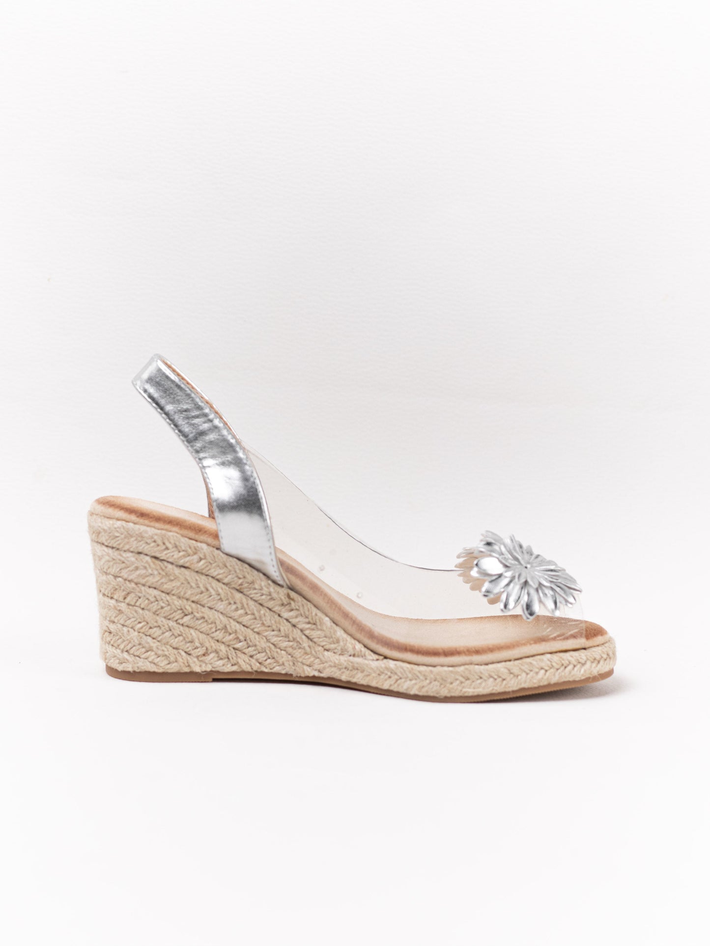 sandalias cunas flor transparentes