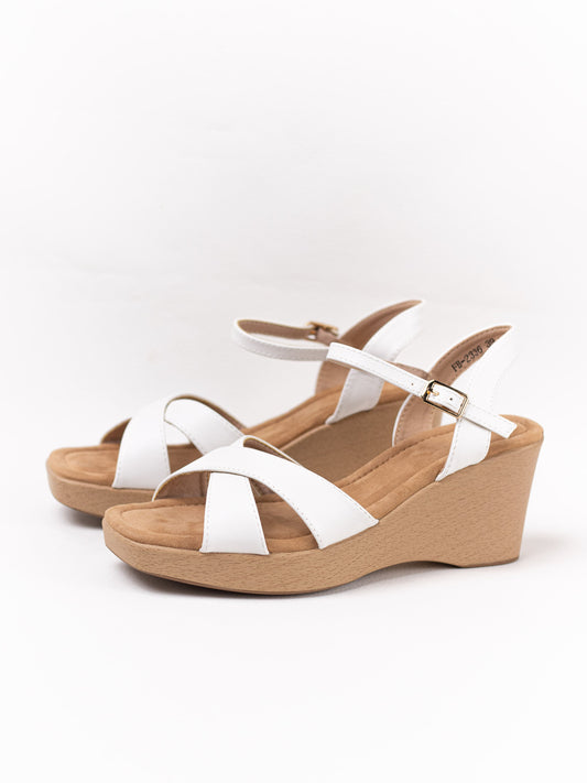 sandalias cunas con tiras cruzadas BLANCO 41