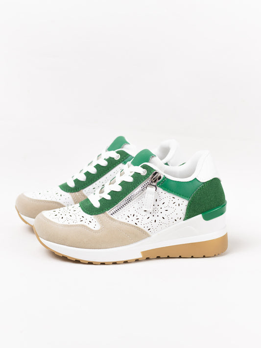zapatillas combinadas con cunas con cordones Verde 36