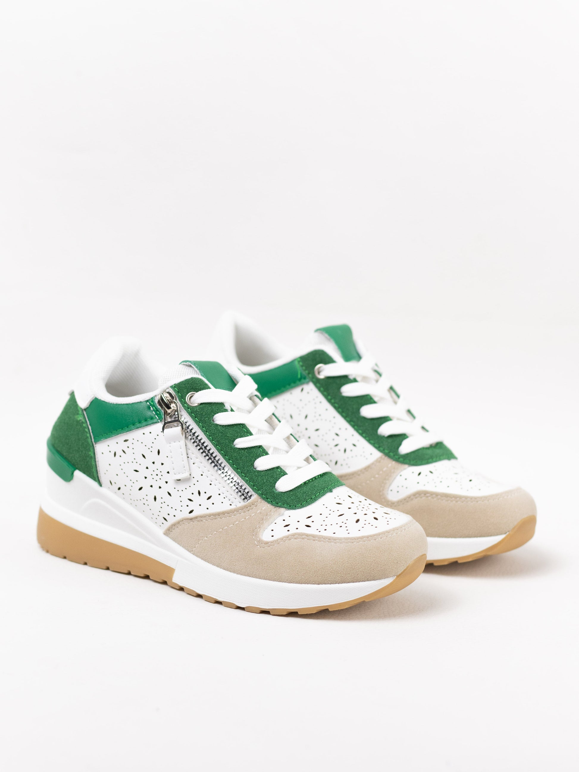 zapatillas combinadas con cunas con cordones Verde 38