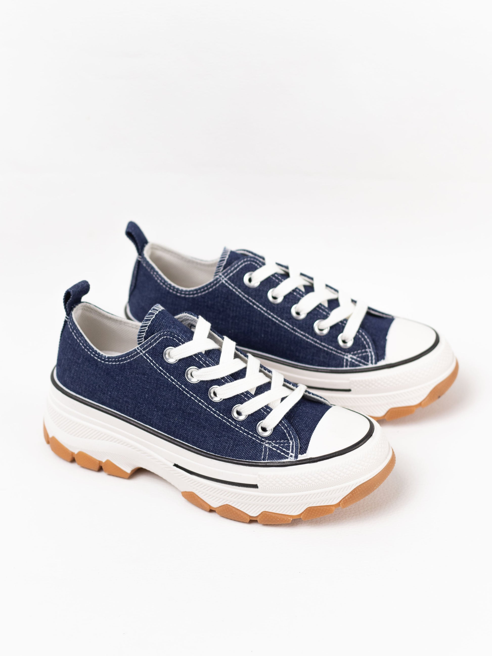 zapatillas lona de plataforma suela track con cordones Azul marino 38