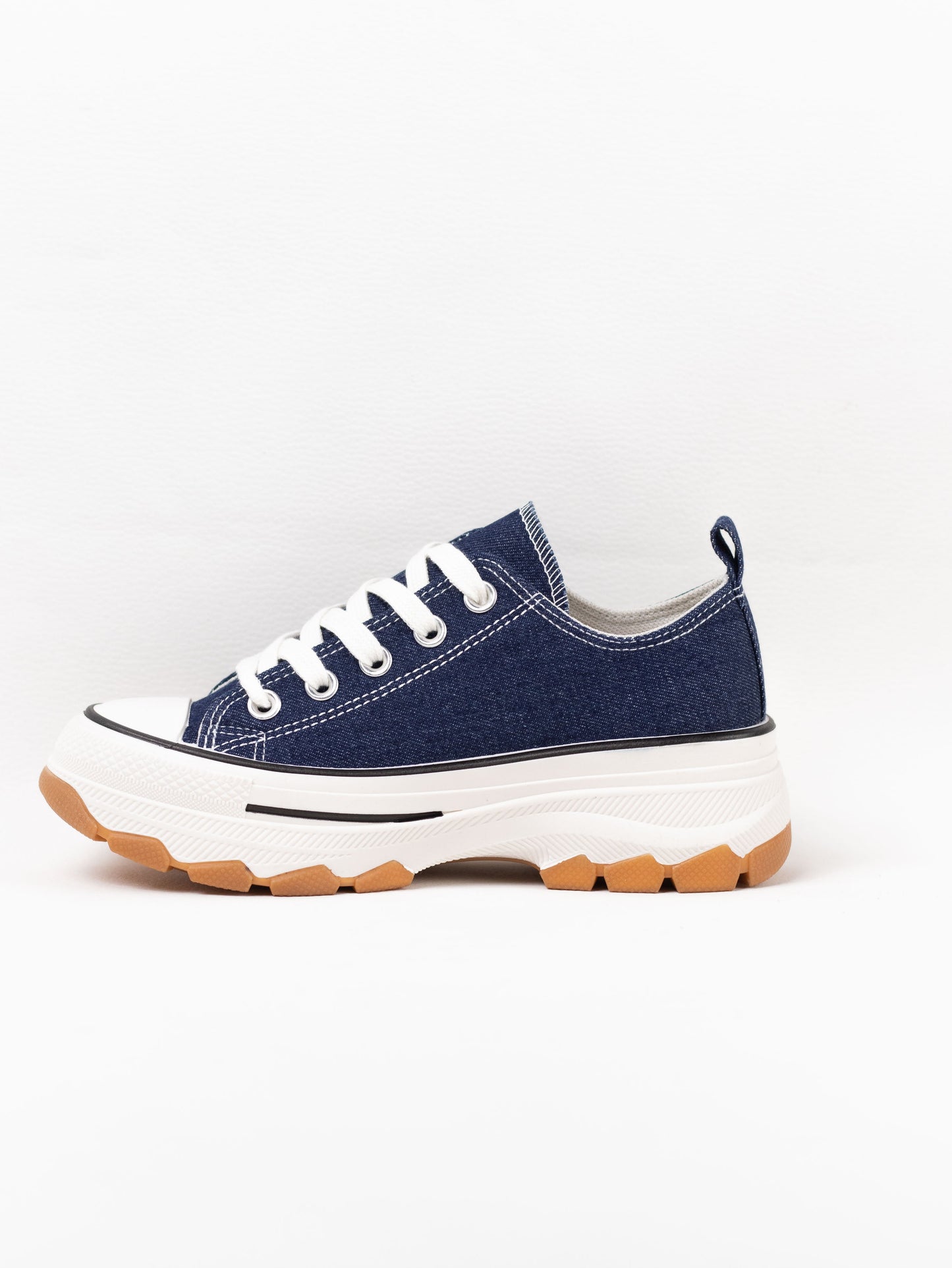 zapatillas lona de plataforma suela track con cordones Azul marino 40