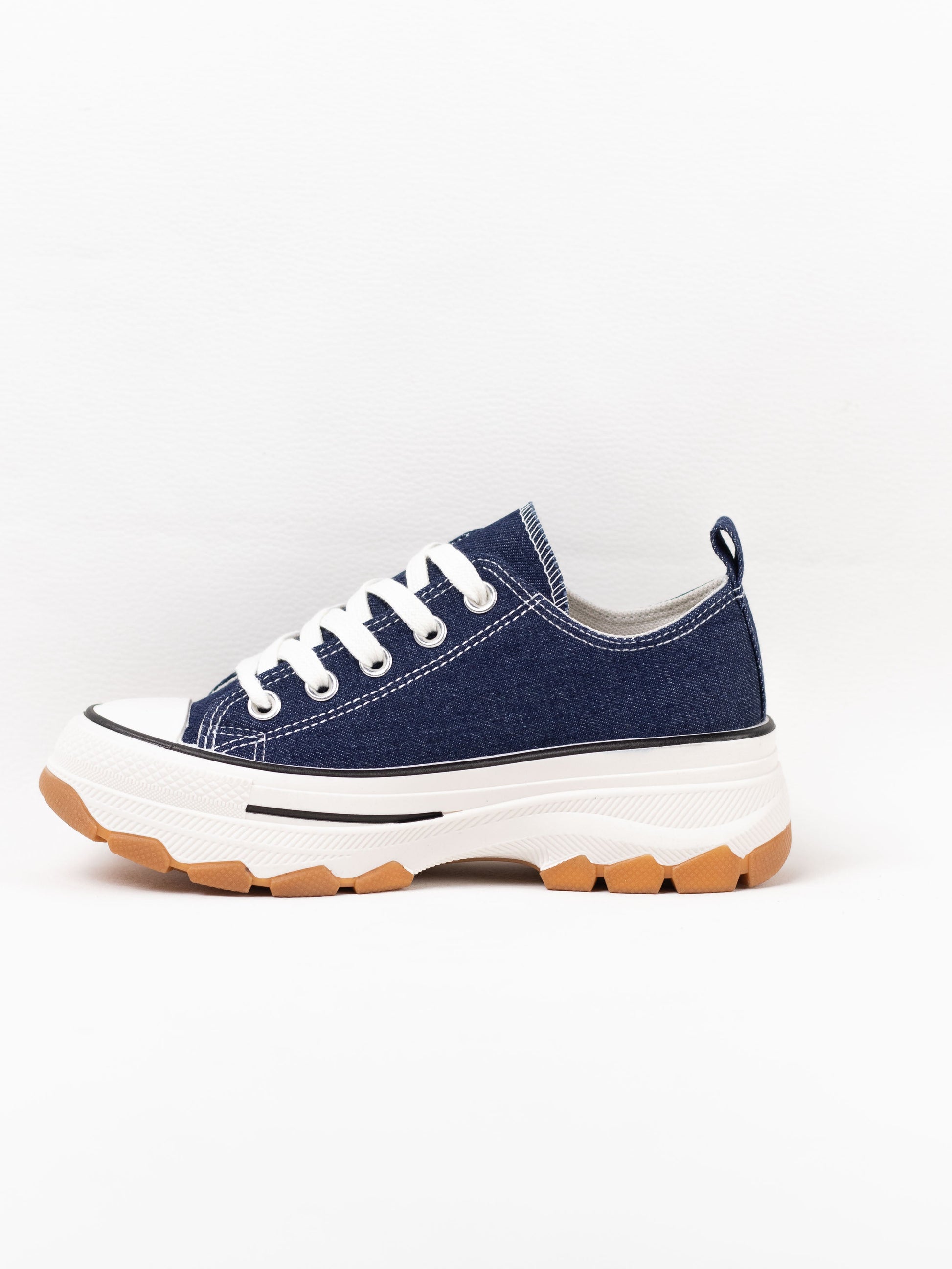 zapatillas lona de plataforma suela track con cordones Azul marino 40