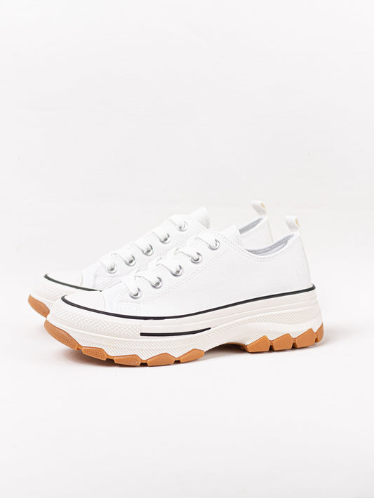 zapatillas lona de plataforma suela track con cordones Blanco 36