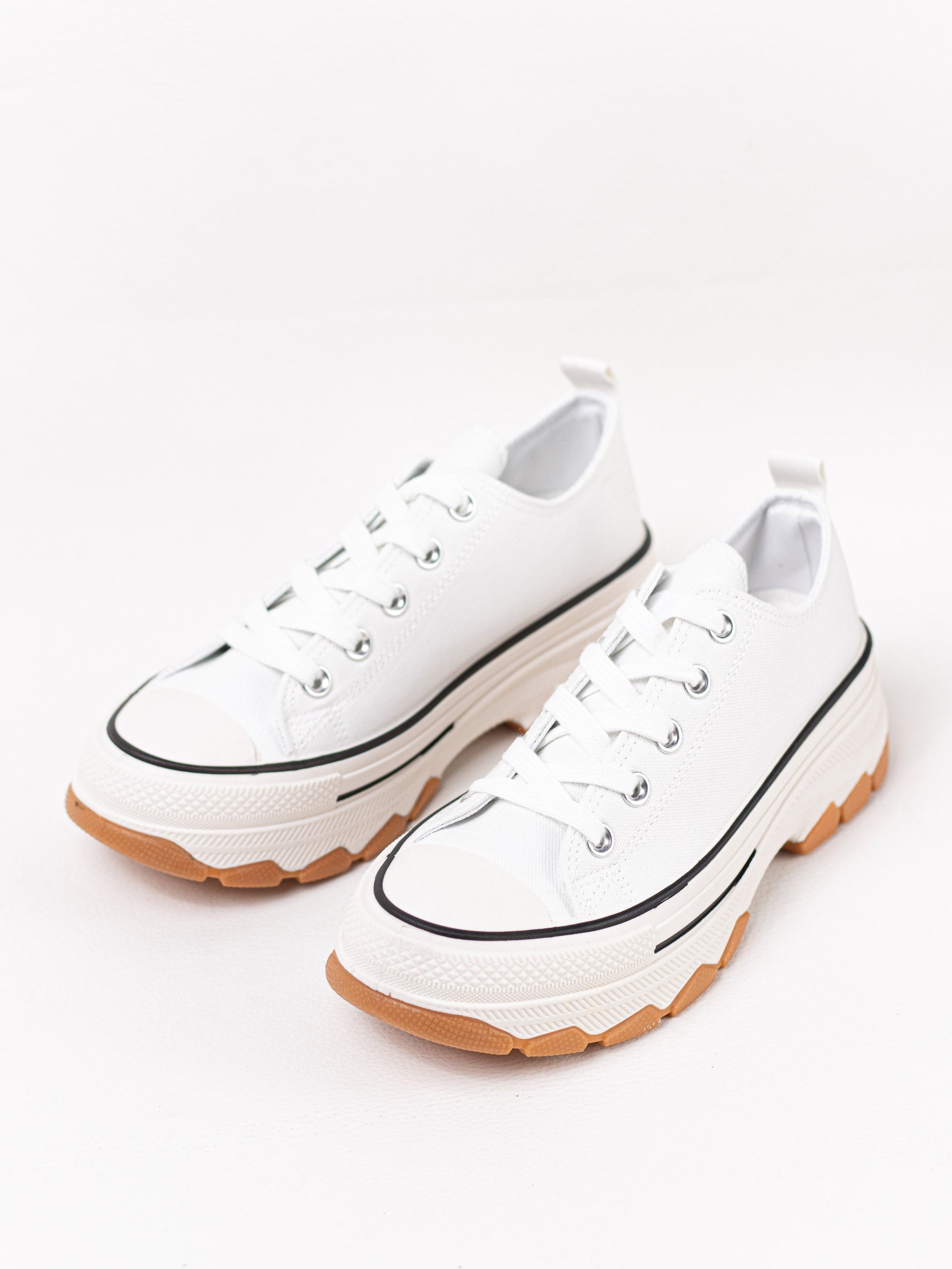 zapatillas lona de plataforma suela track con cordones Blanco 39