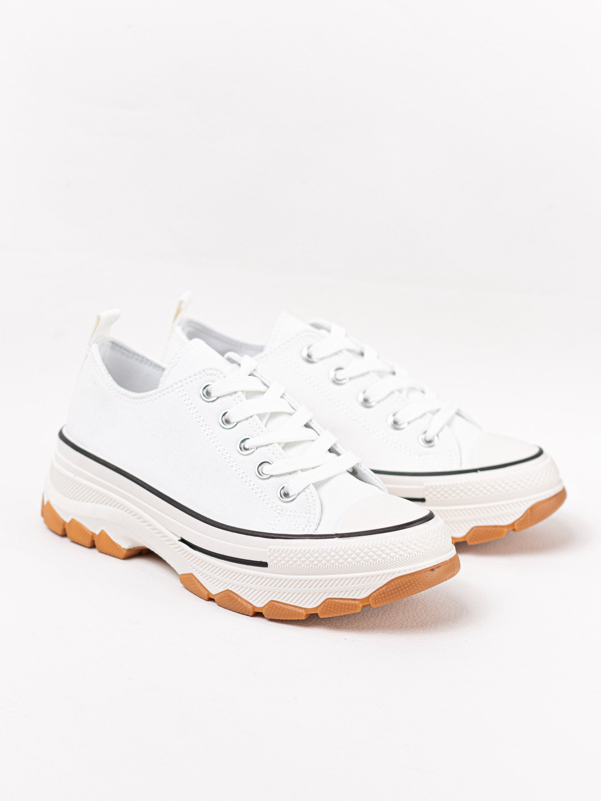 zapatillas lona de plataforma suela track con cordones Blanco 37