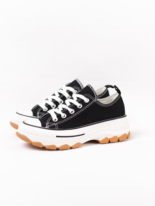 zapatillas lona de plataforma suela track con cordones Negro 36