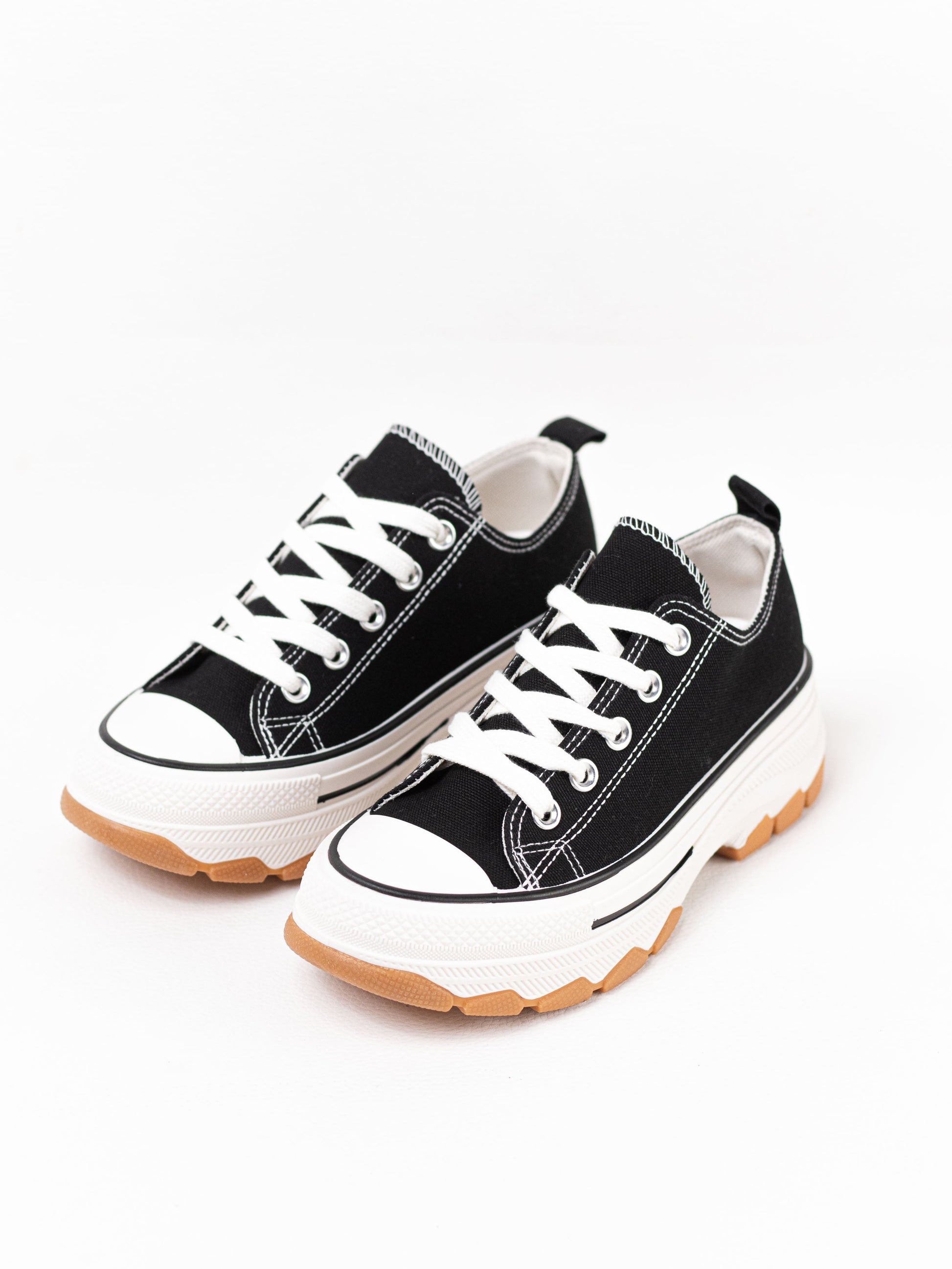 zapatillas lona de plataforma suela track con cordones Negro 39